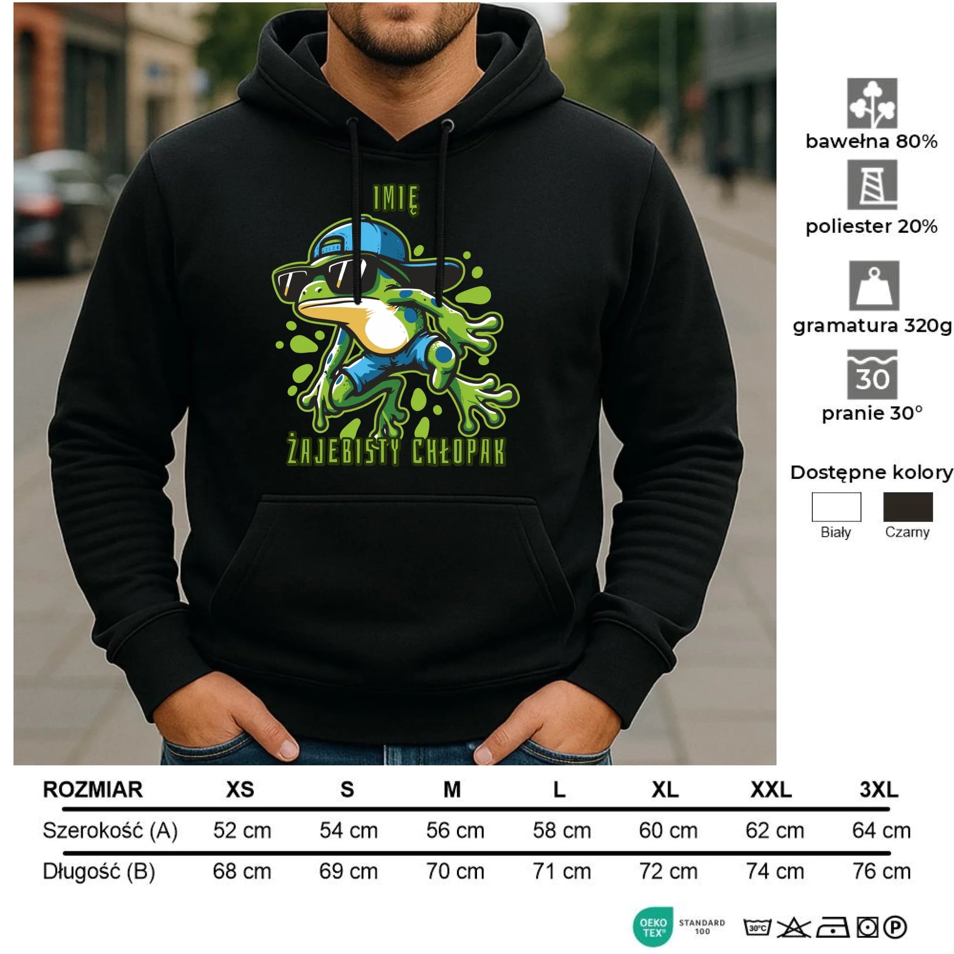 Bluza męska z kapturem - Żajebisty Chłopak prezent na Dzień Chłopaka - personalizowana DCH02 - StoryCups.pl