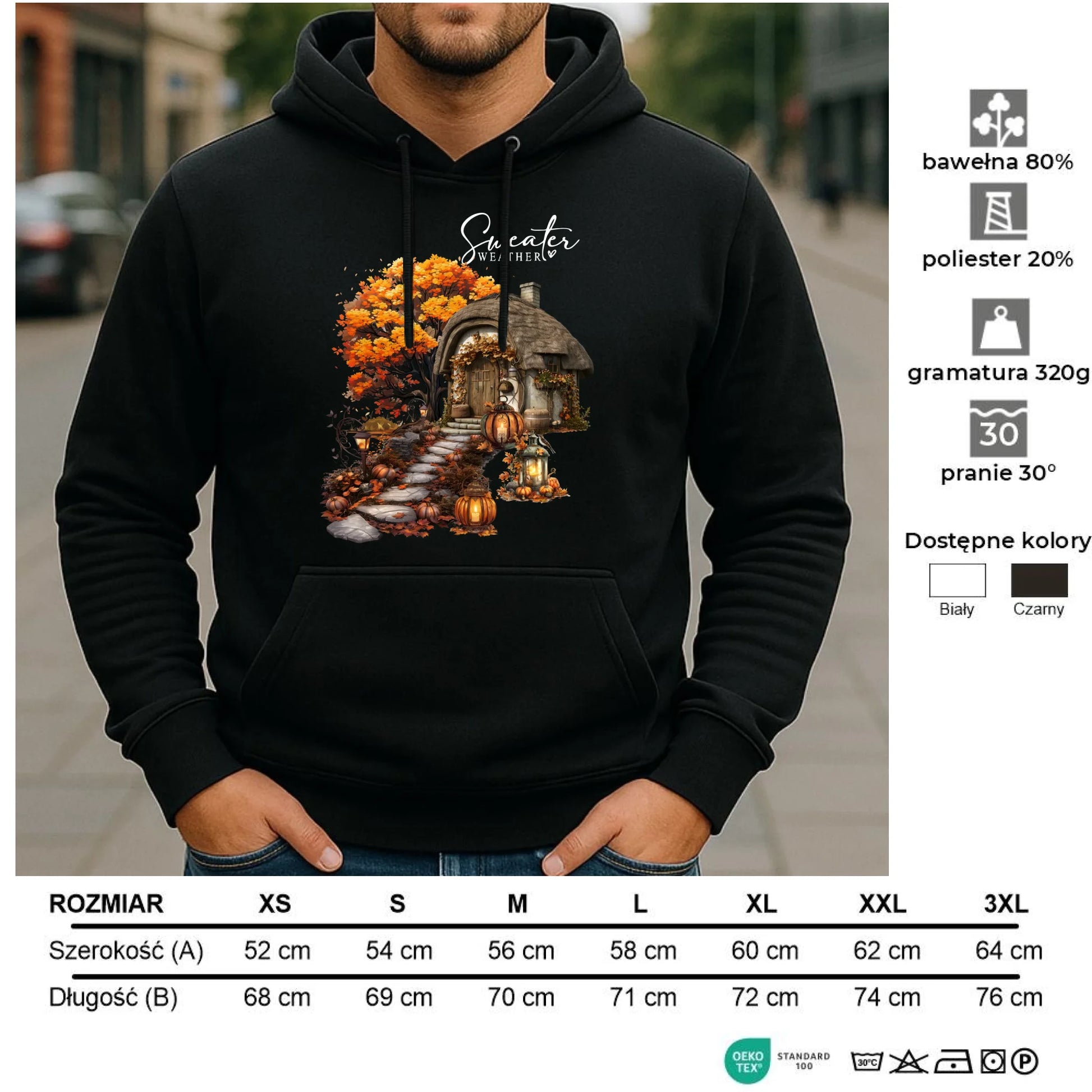 Bluza męska z kapturem jesienna - Sweater weather JS15 - StoryCups.pl