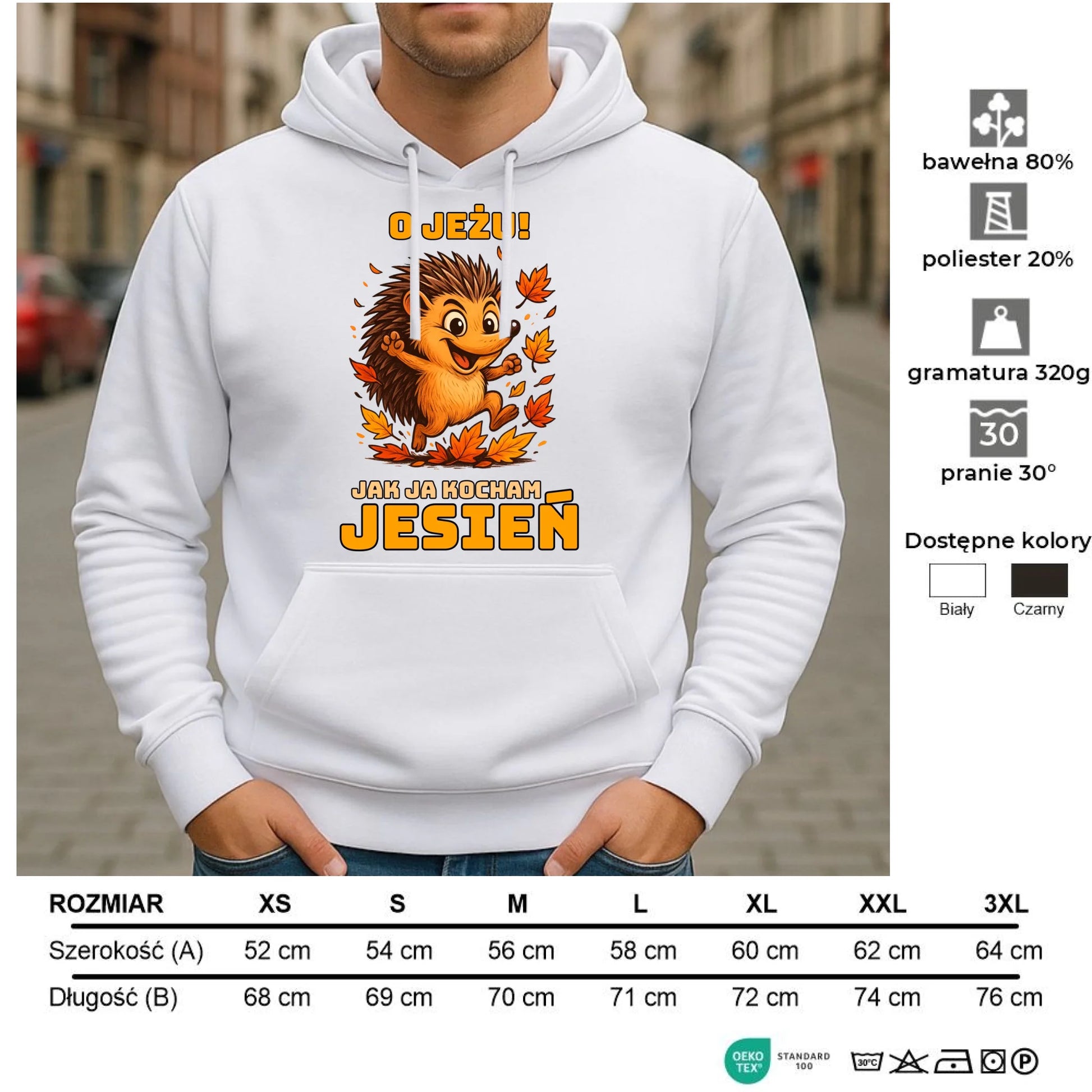 Bluza męska z kapturem jesienna - O JEŻU! Jak ja kocham jesień JS31 - StoryCups.pl