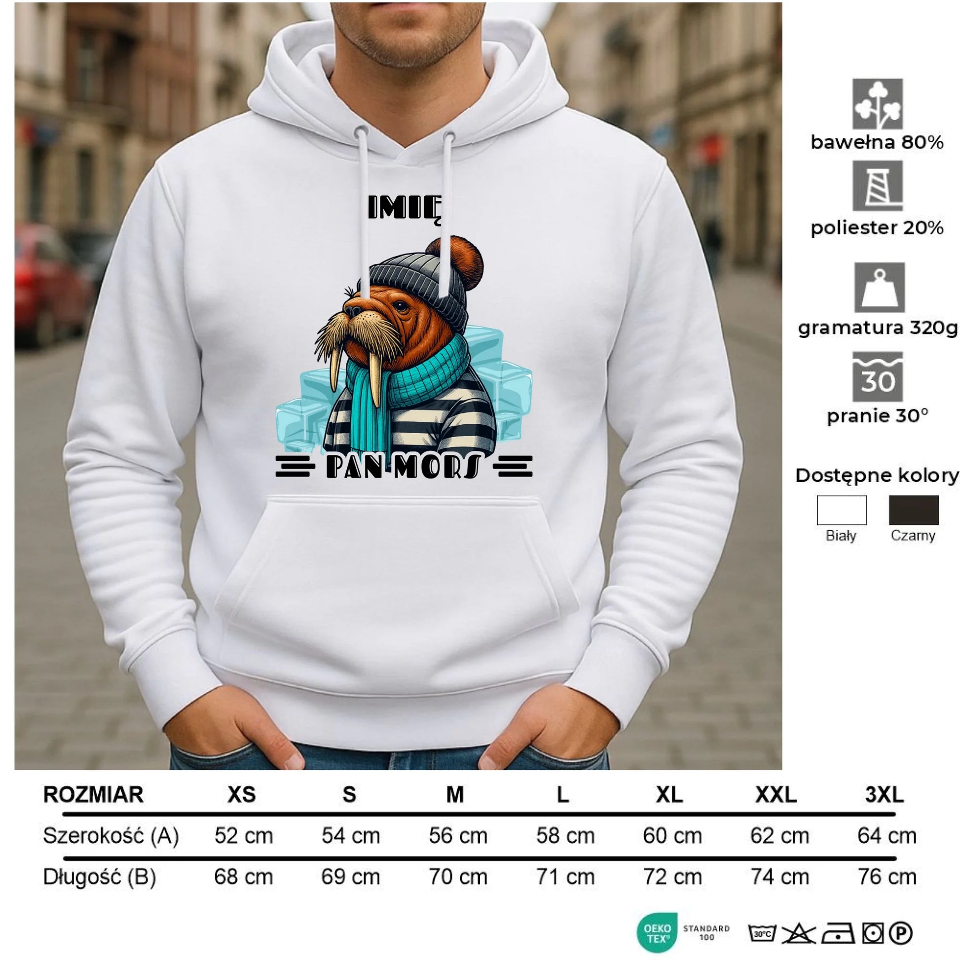 Bluza męska z kapturem - prezent dla morsa - Pan Mors - personalizowana HM15 - StoryCups.pl