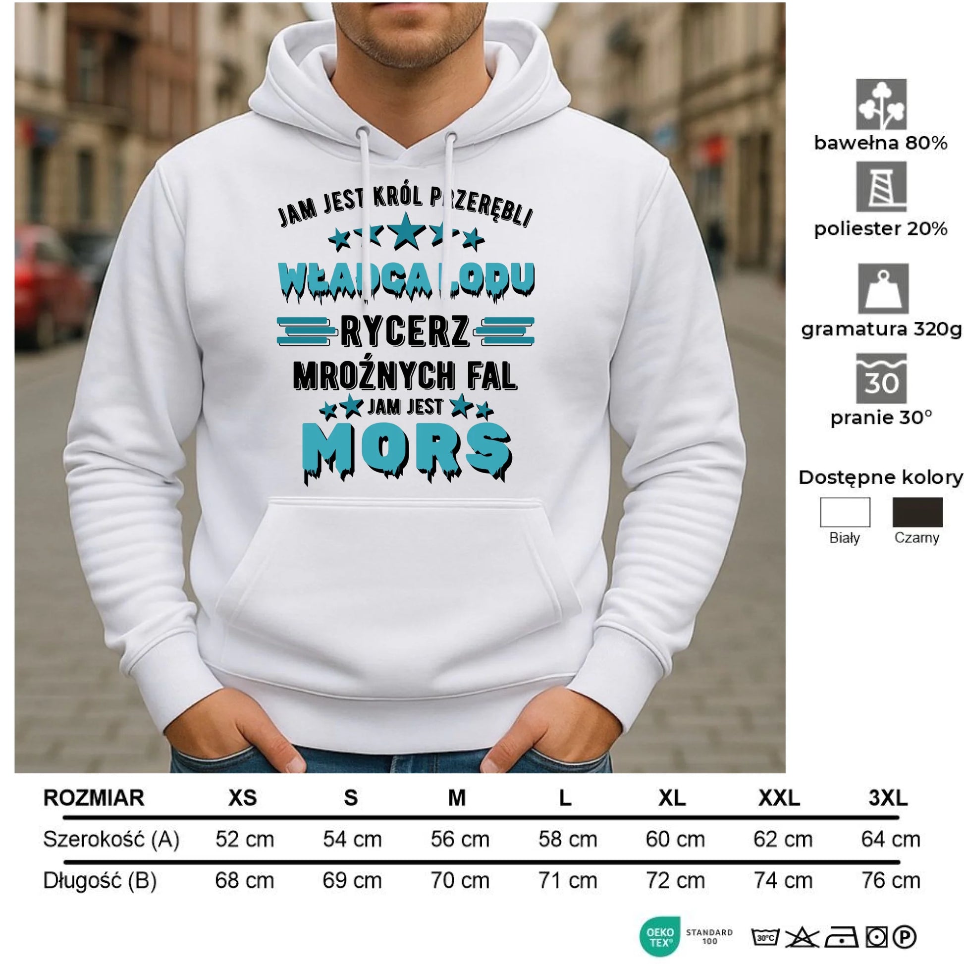 Bluza męska z kapturem - prezent dla morsa - Jam jest Król przerębli Jam jest mors HM13 - StoryCups.pl