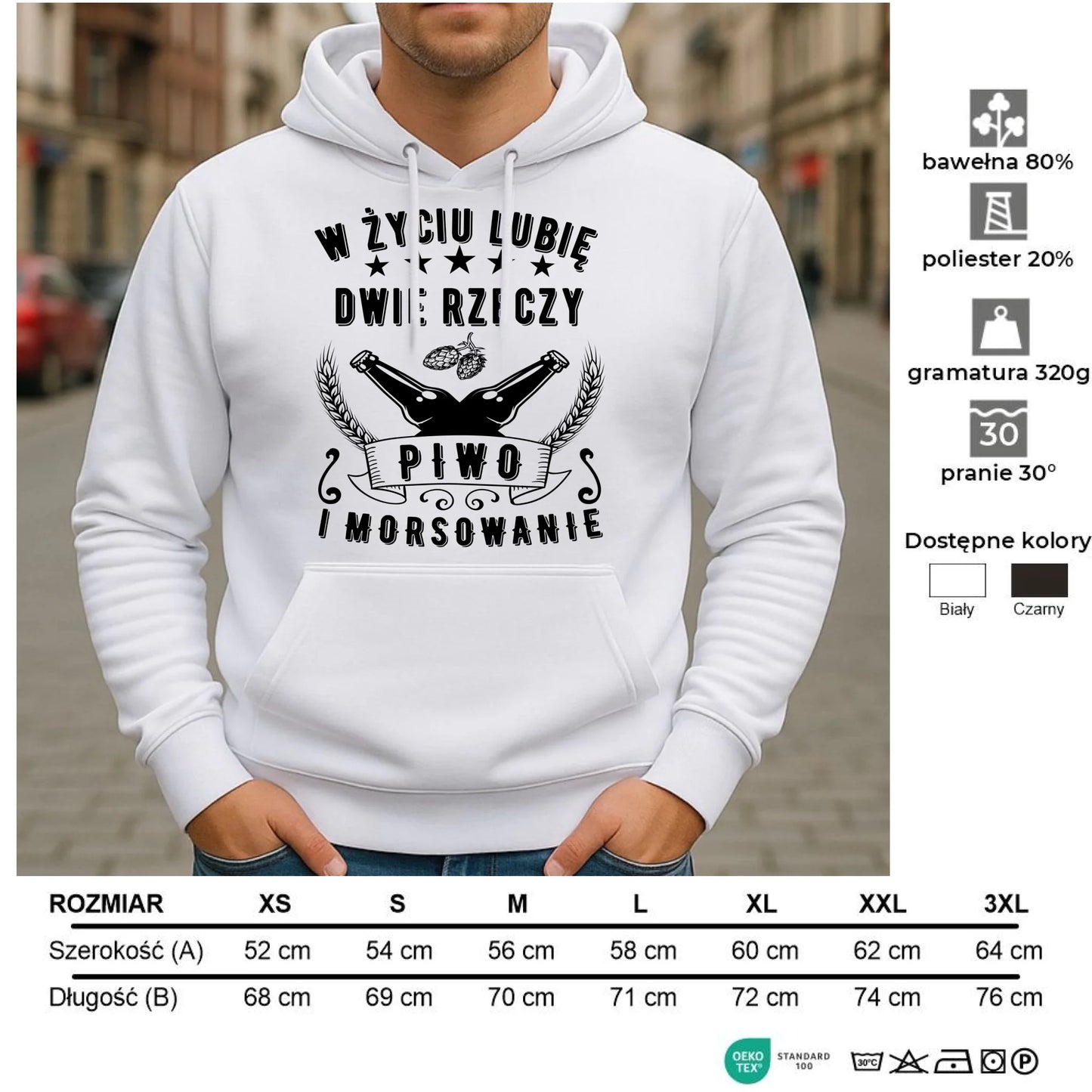 Bluza męska z kapturem - prezent dla morsa - Piwo i morsowanie - Mors HM09 - StoryCups.pl