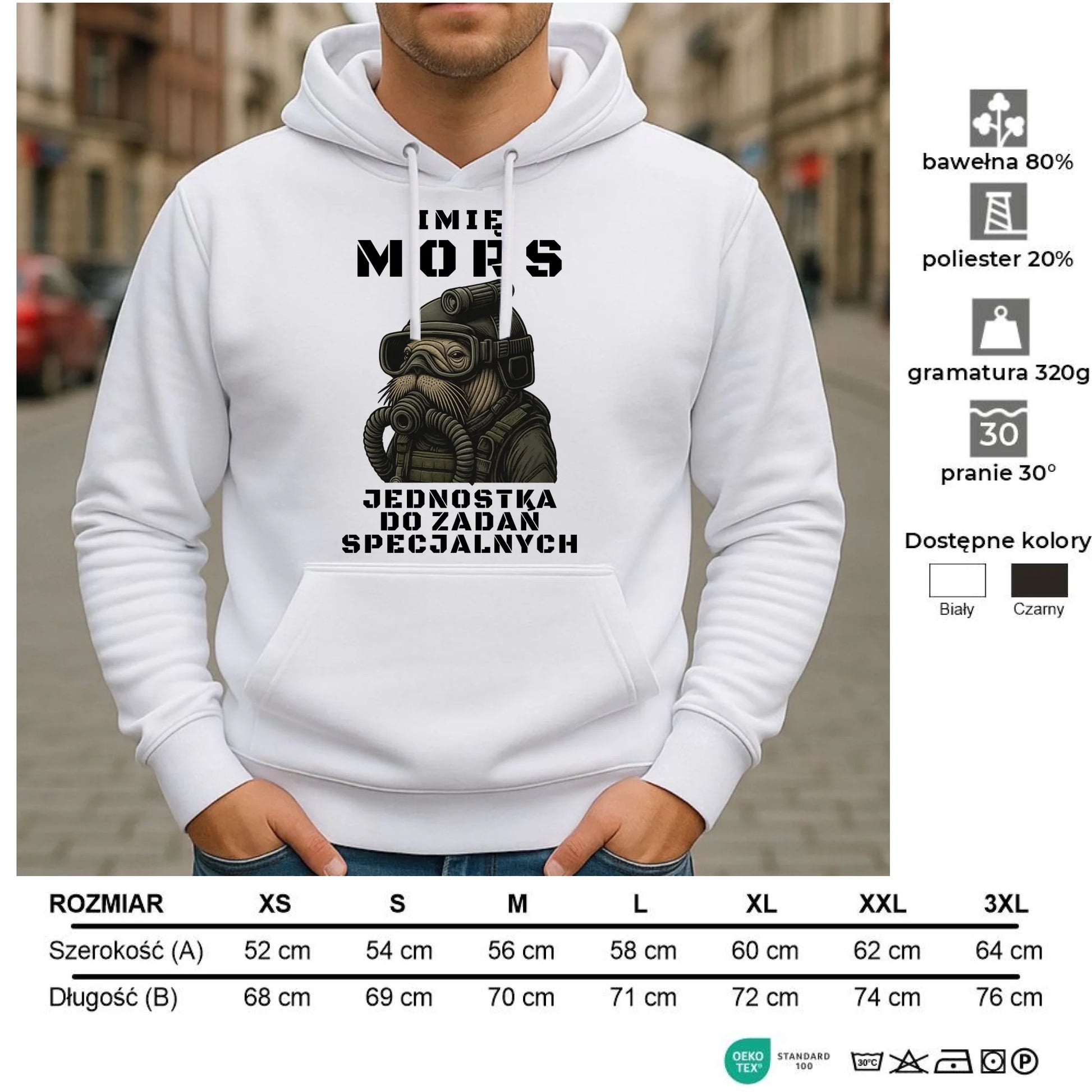 Bluza męska z kapturem - prezent dla morsa - Mors do zadań specjalnych - personalizowana HM07 - StoryCups.pl