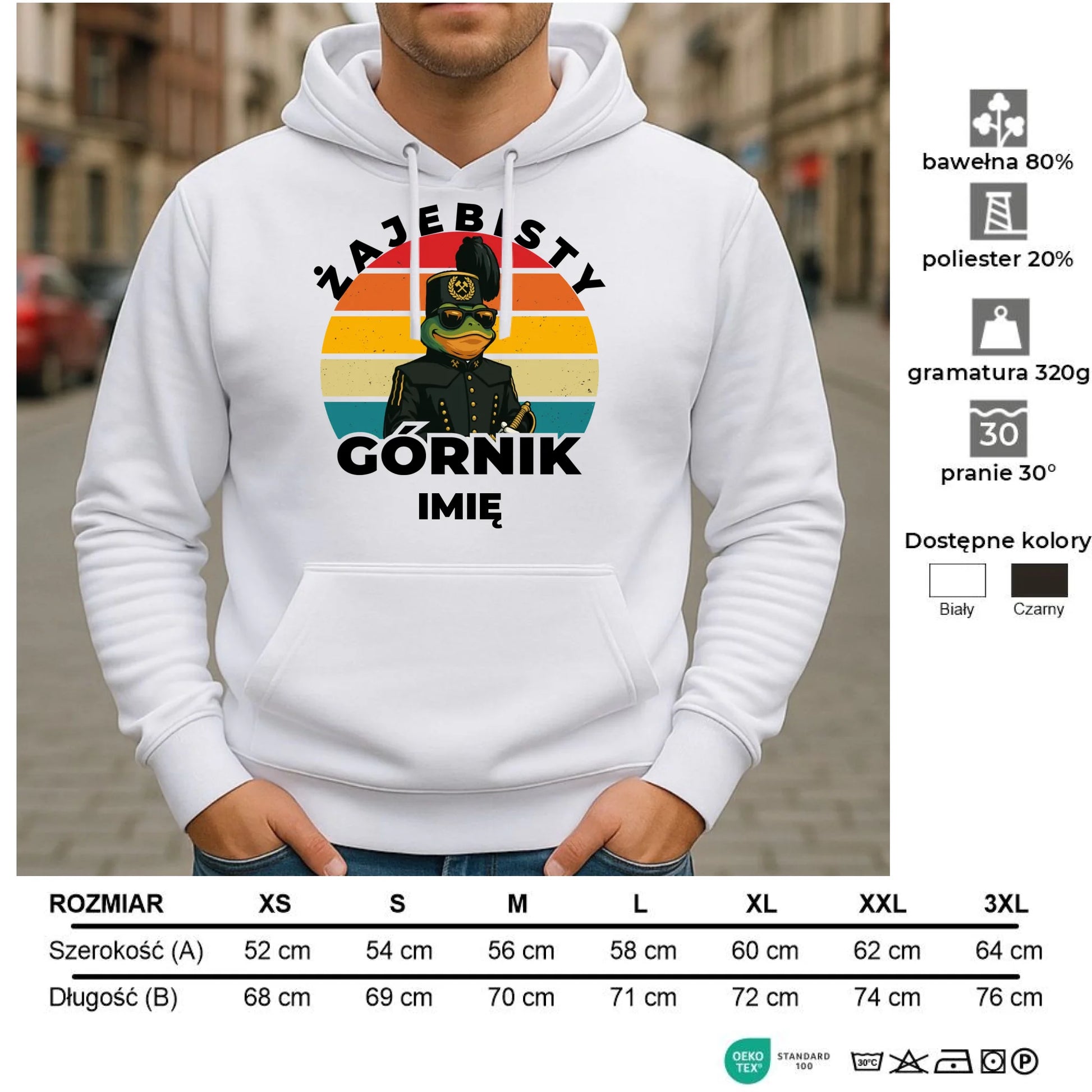 Bluza męska z kapturem - prezent dla górnika - Żajebisty górnik - personalizowana G19 - StoryCups.pl