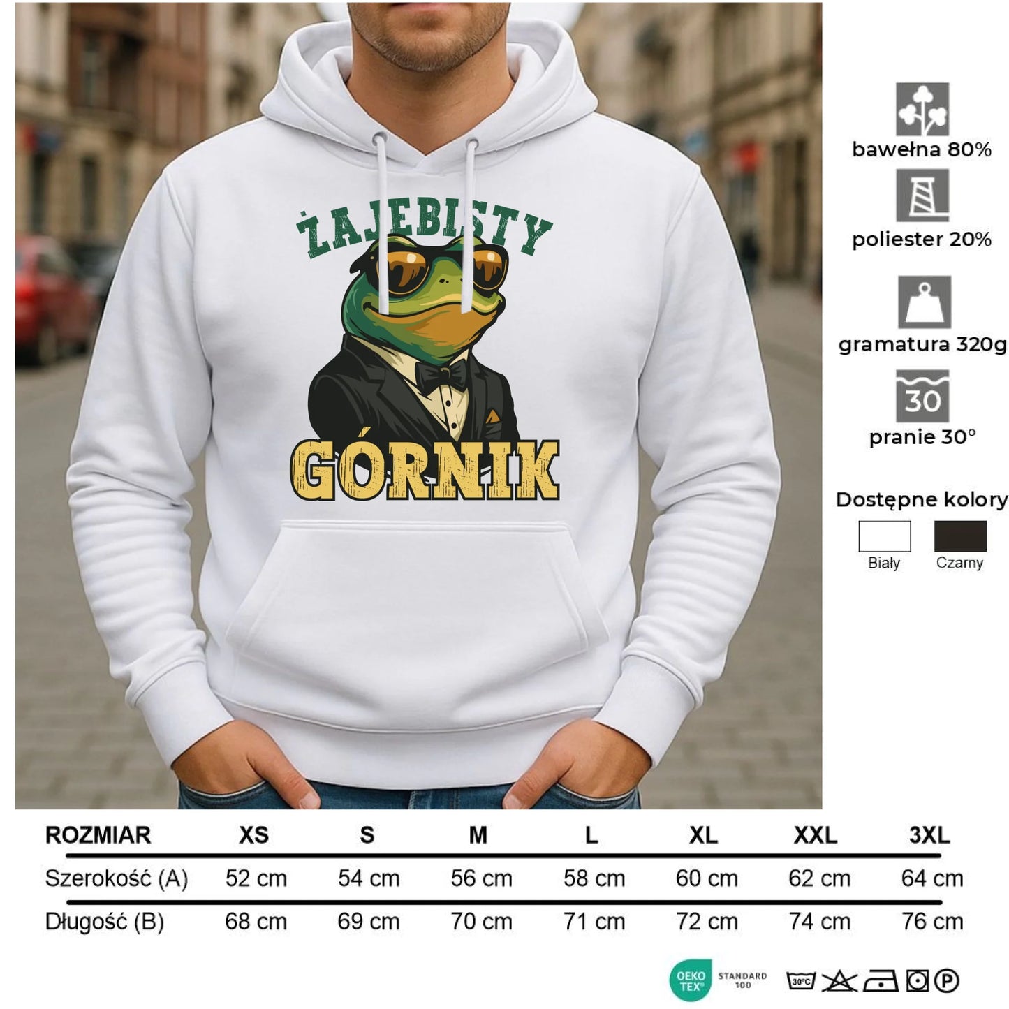 Bluza męska z kapturem - prezent dla górnika - Żajebisty górnik G18 - StoryCups.pl