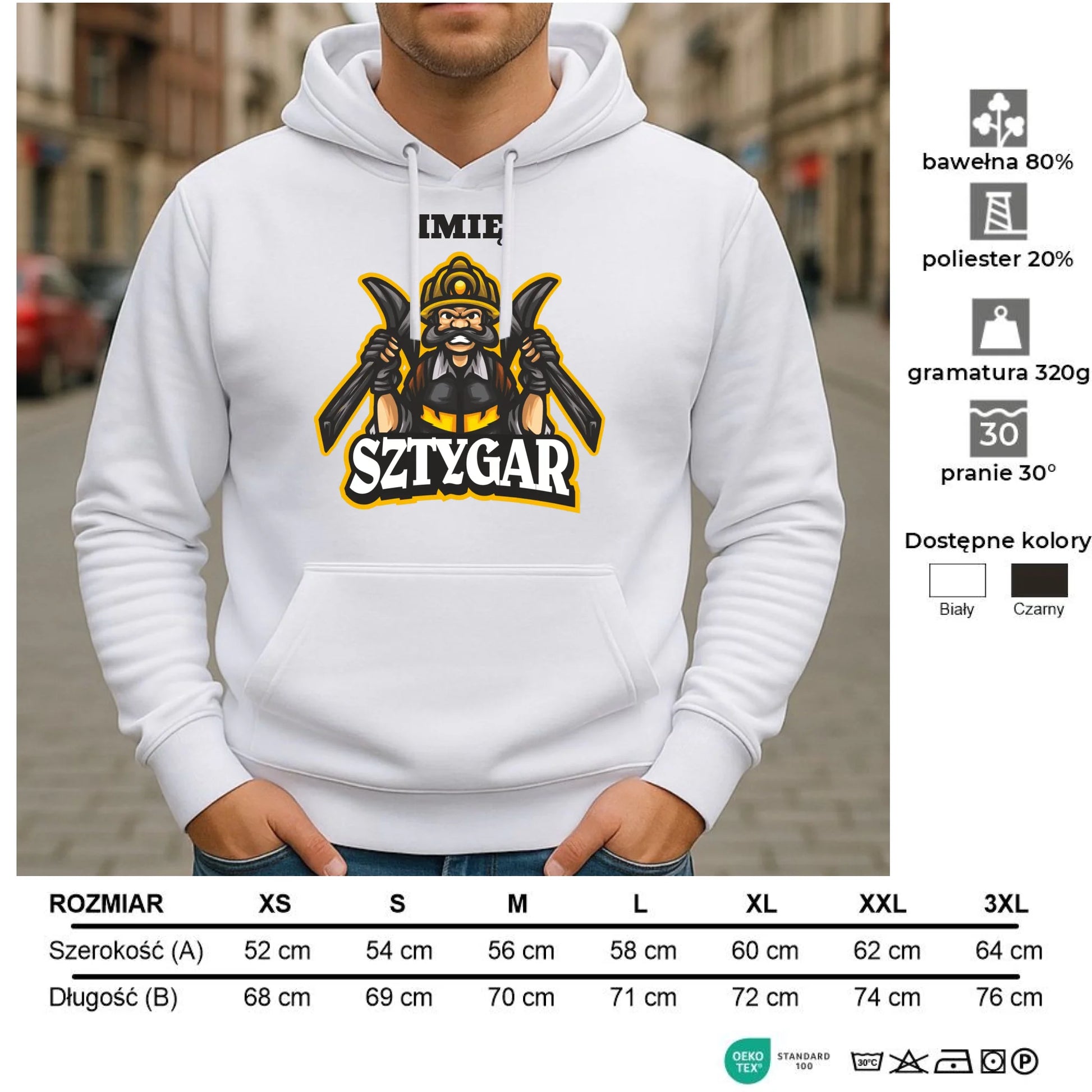 Bluza męska z kapturem - prezent dla górnika - Sztygar - personalizowana G15 - StoryCups.pl