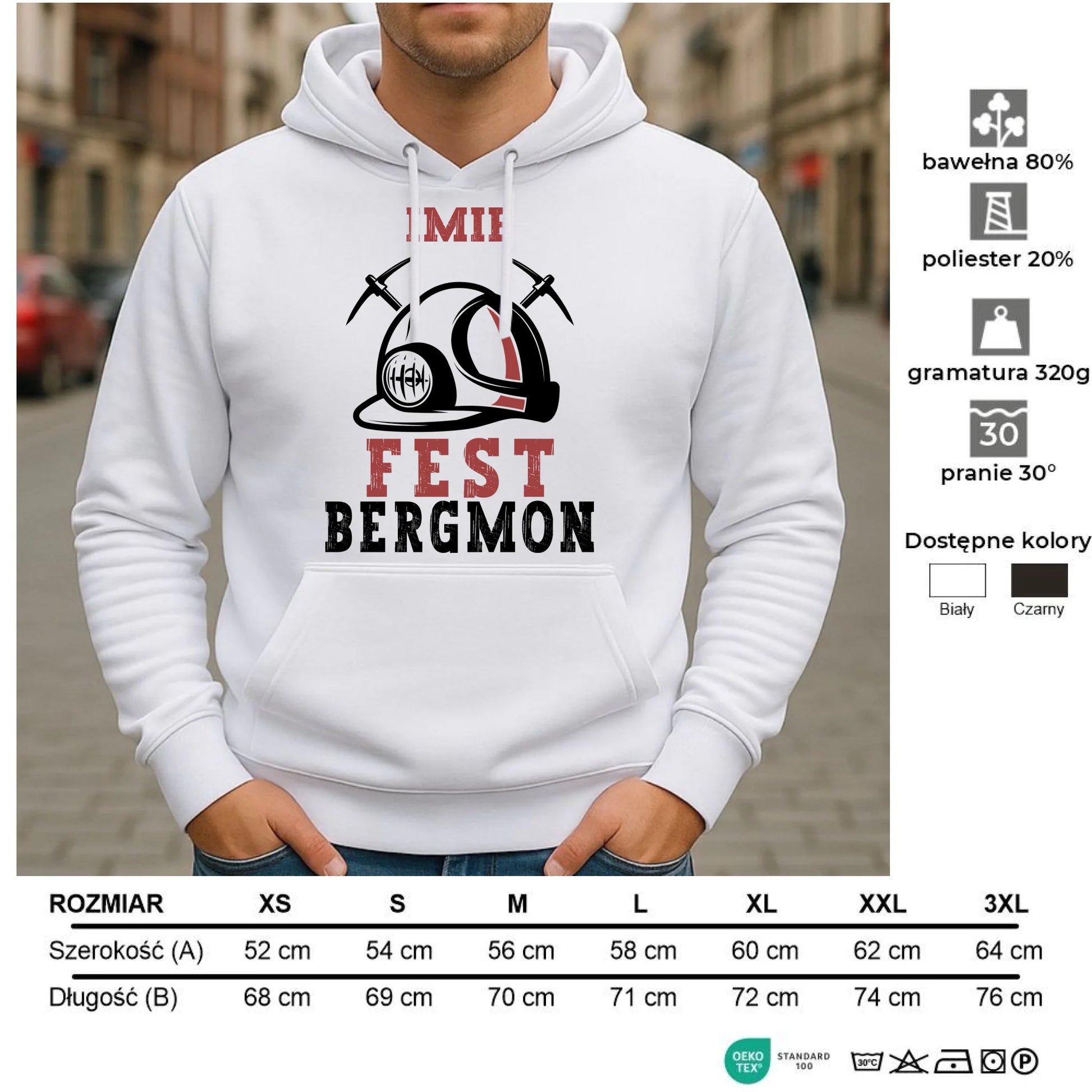 Bluza męska z kapturem - prezent dla górnika - Fest bergmon - personalizowana G07 - StoryCups.pl