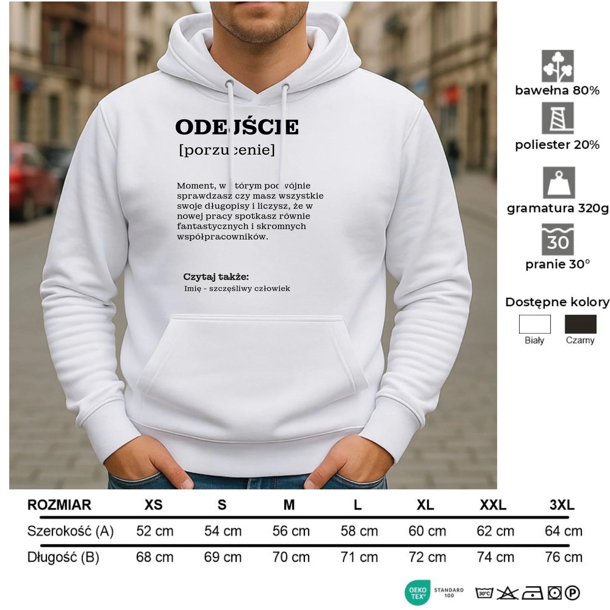 Bluza męska z kapturem - Odejście z pracy [porzucenie] - personalizowana OP01 - StoryCups.pl