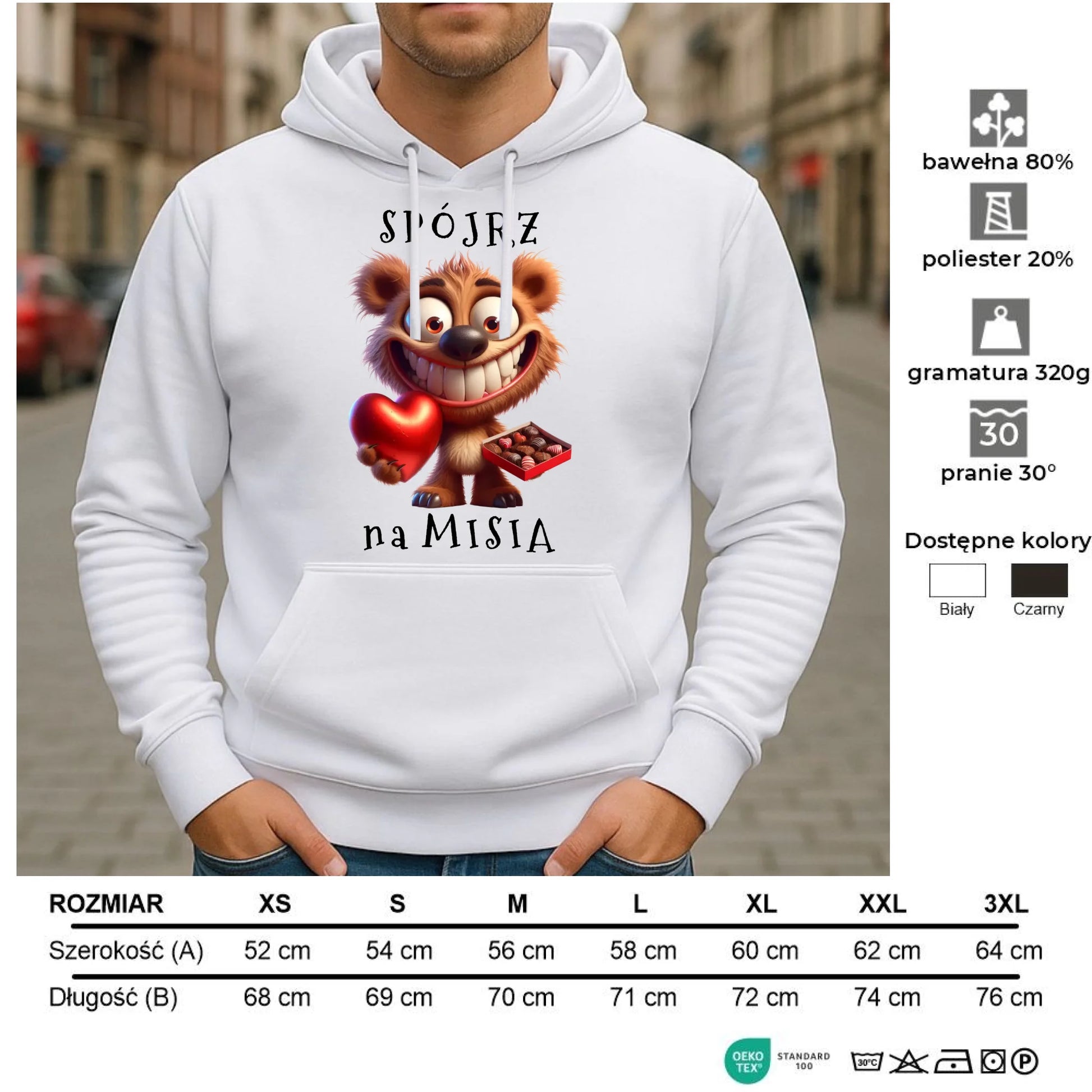 Bluza męska z kapturem - Spójrz na Misia W31 - StoryCups.pl