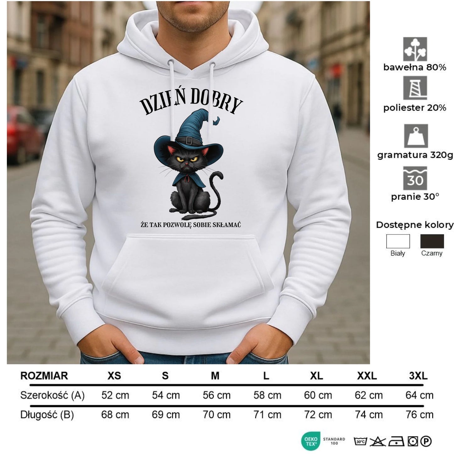 Bluza męska z kapturem halloweenowa - Dzień dobry, że tak pozwolę sobie skłamać HL27 - StoryCups.pl