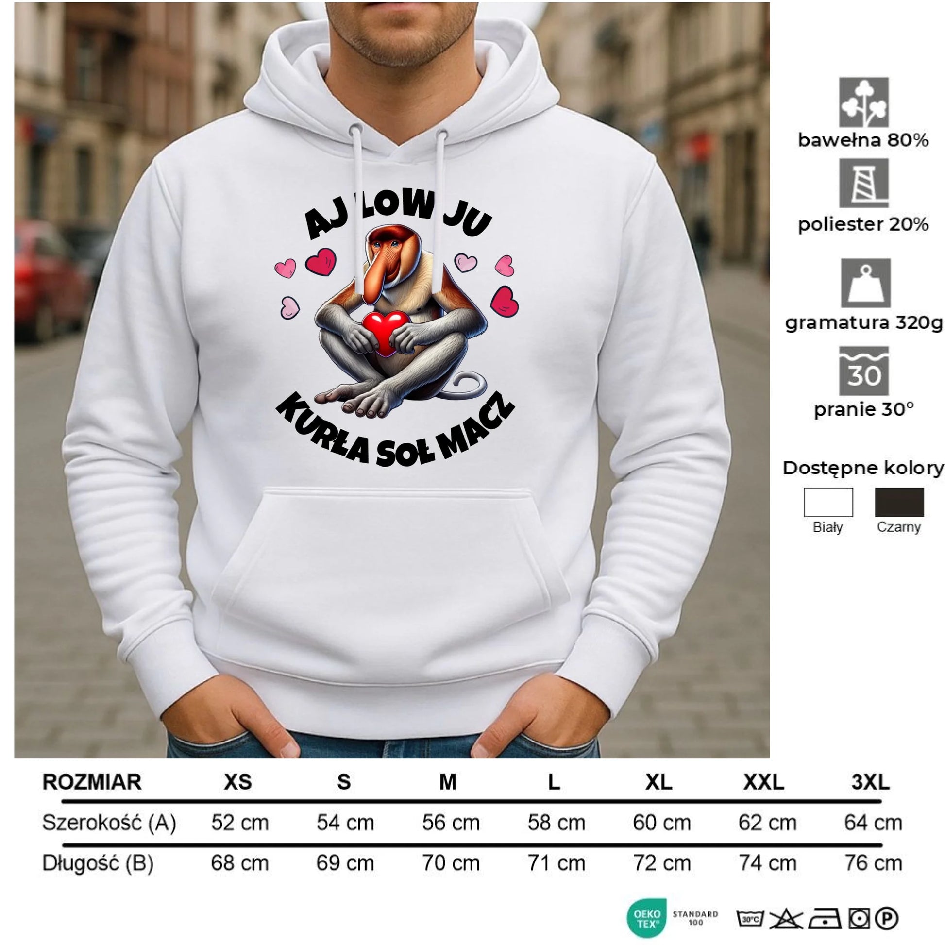 Bluza męska z kapturem - Janusz nosacz - Aj low ju kurła W26 - StoryCups.pl