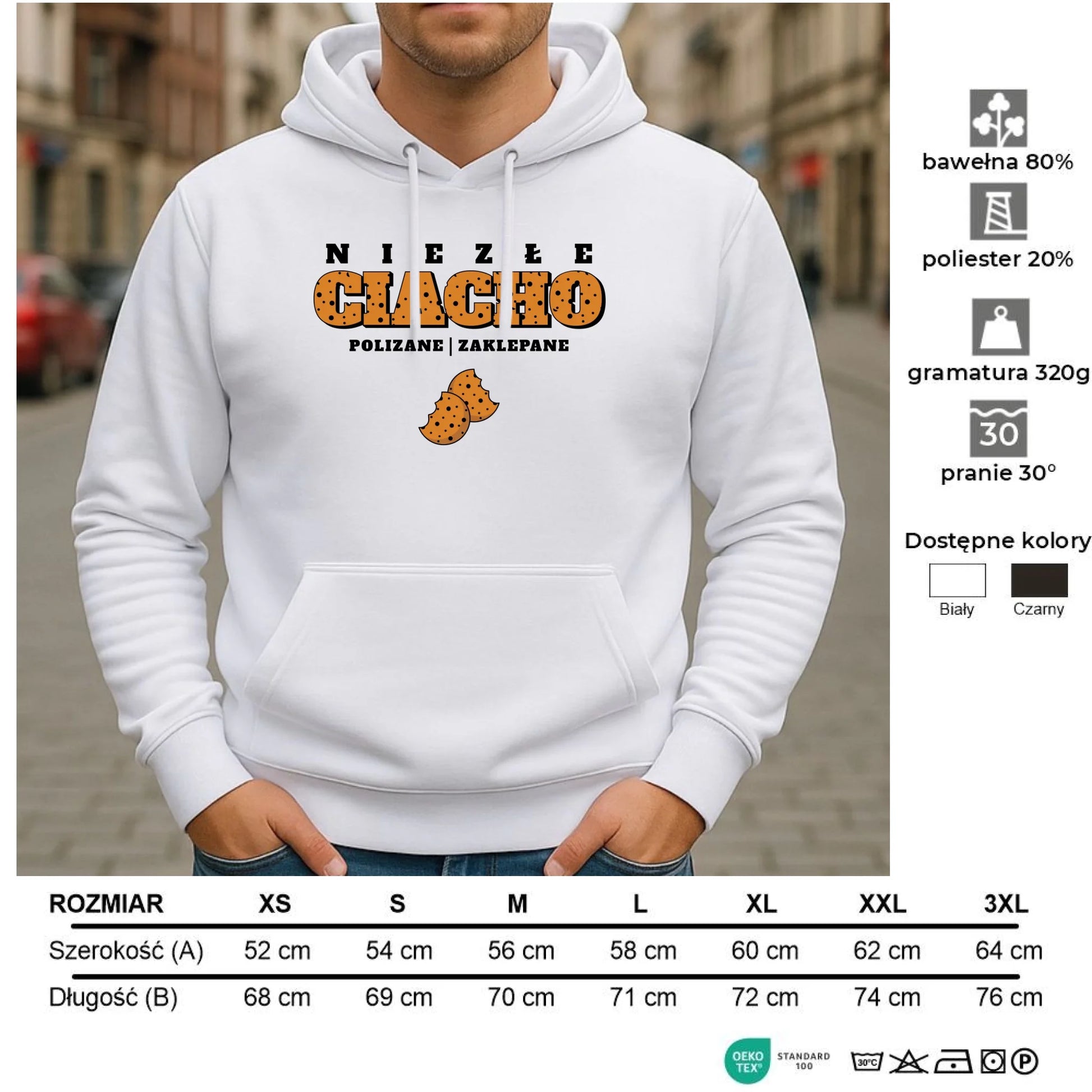 Bluza męska z kapturem - prezent dla chłopaka męża - Niezłe ciacho polizane zaklepane DCH30 - StoryCups.pl