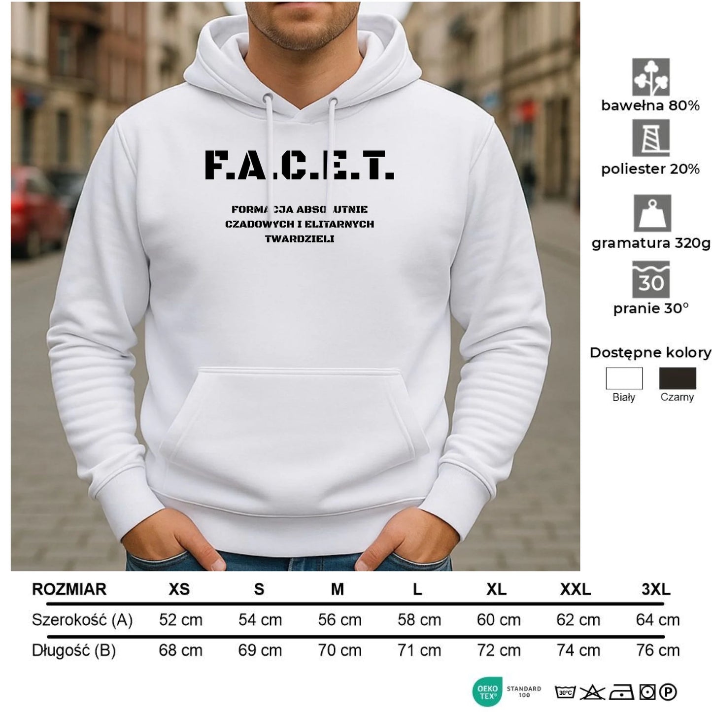 Bluza męska z kapturem - Prezent dla chłopaka kolegi - F.A.C.E.T. Formacja Absolutnie Czadowych i Elitarnych Twardzieli DCH23 - StoryCups.pl