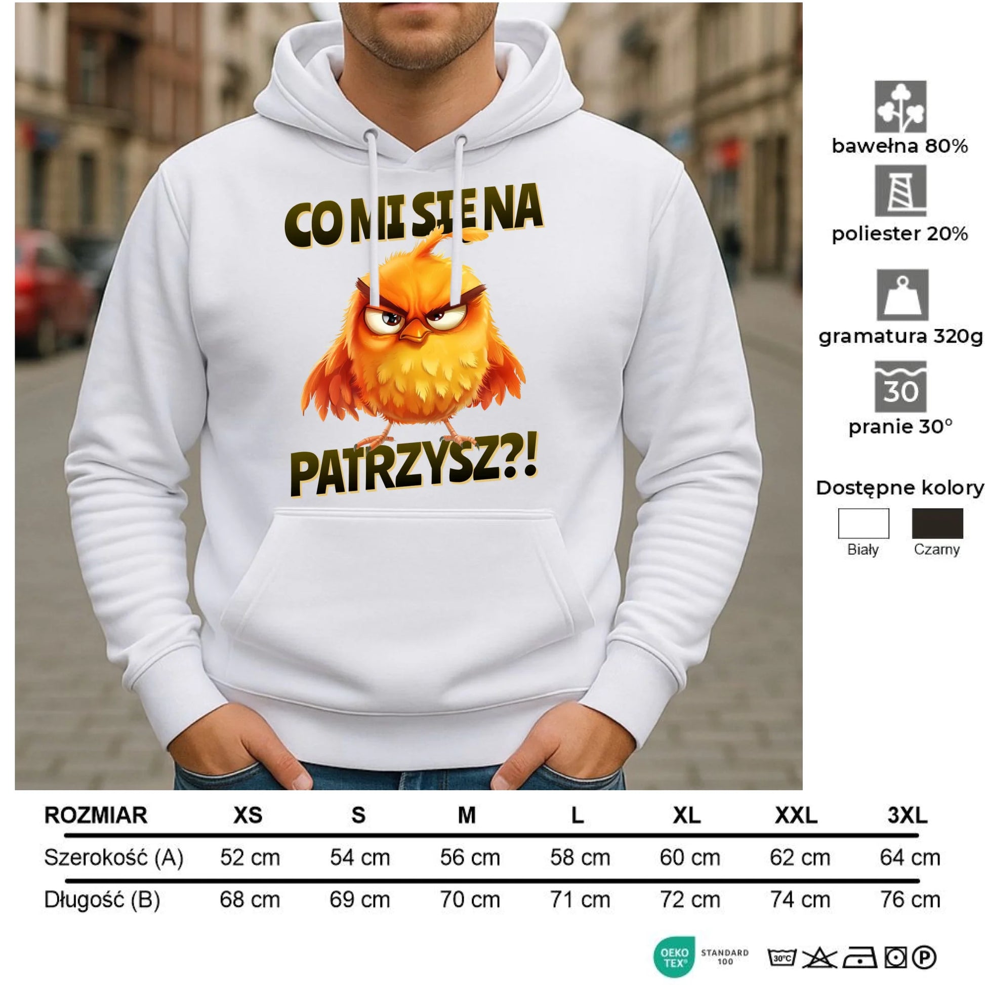 Bluza męska z kapturem - Prezent dla chłopaka kolegi - Co mi się na ptaka patrzysz DCH24 - StoryCups.pl