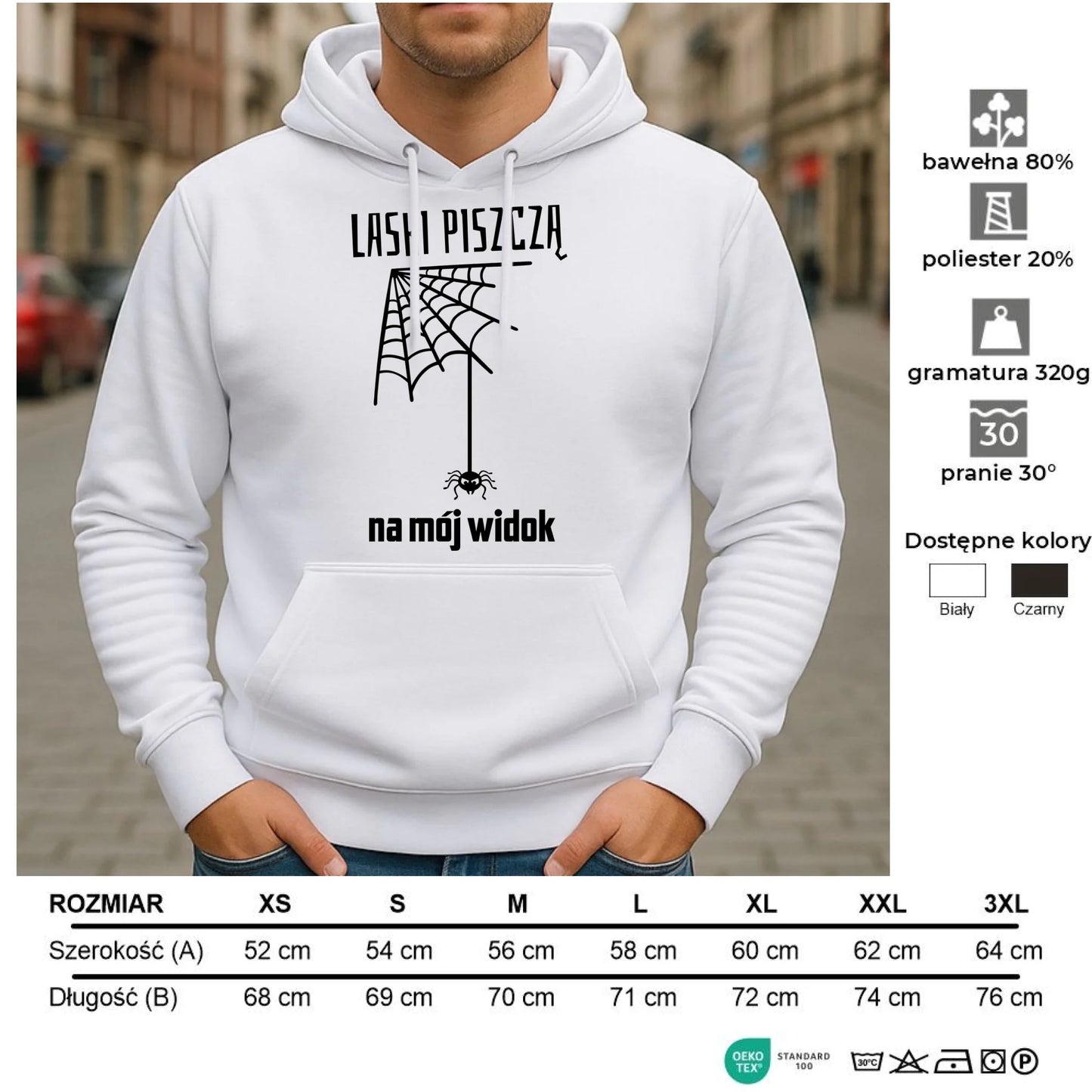 Bluza męska z kapturem - prezent dla chłopaka - Laski piszczą na mój widok DCH13 - StoryCups.pl