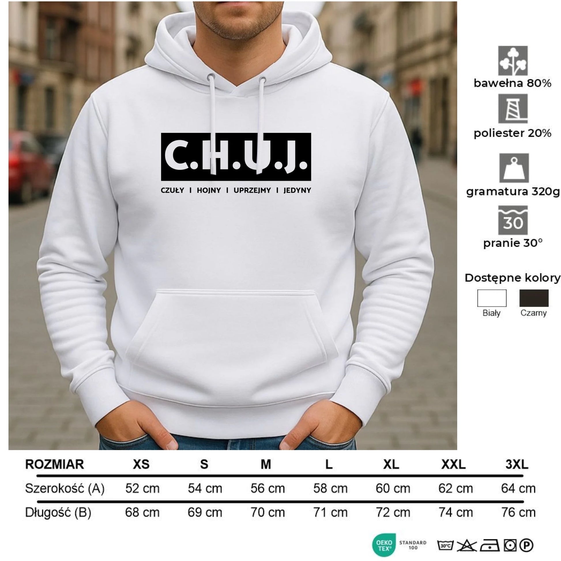 Bluza męska z kapturem - prezent dla kolegi na Dzień Chłopaka przyjaciela - C.H.U.J. - bez cenzury DCH12 - StoryCups.pl