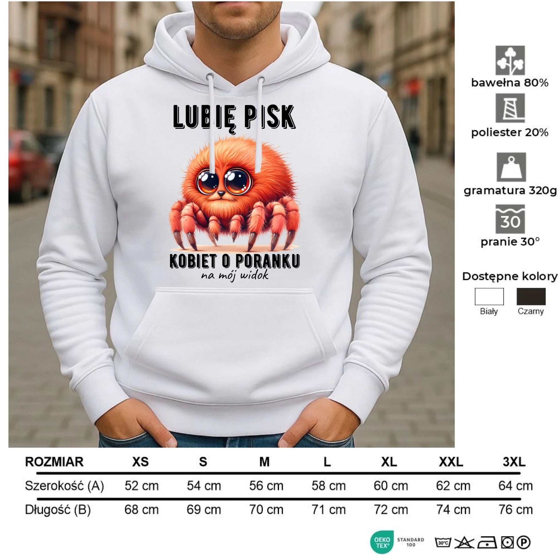 Bluza męska z kapturem - prezent dla chłopaka - Lubię pisk kobiet DCH14 - StoryCups.pl