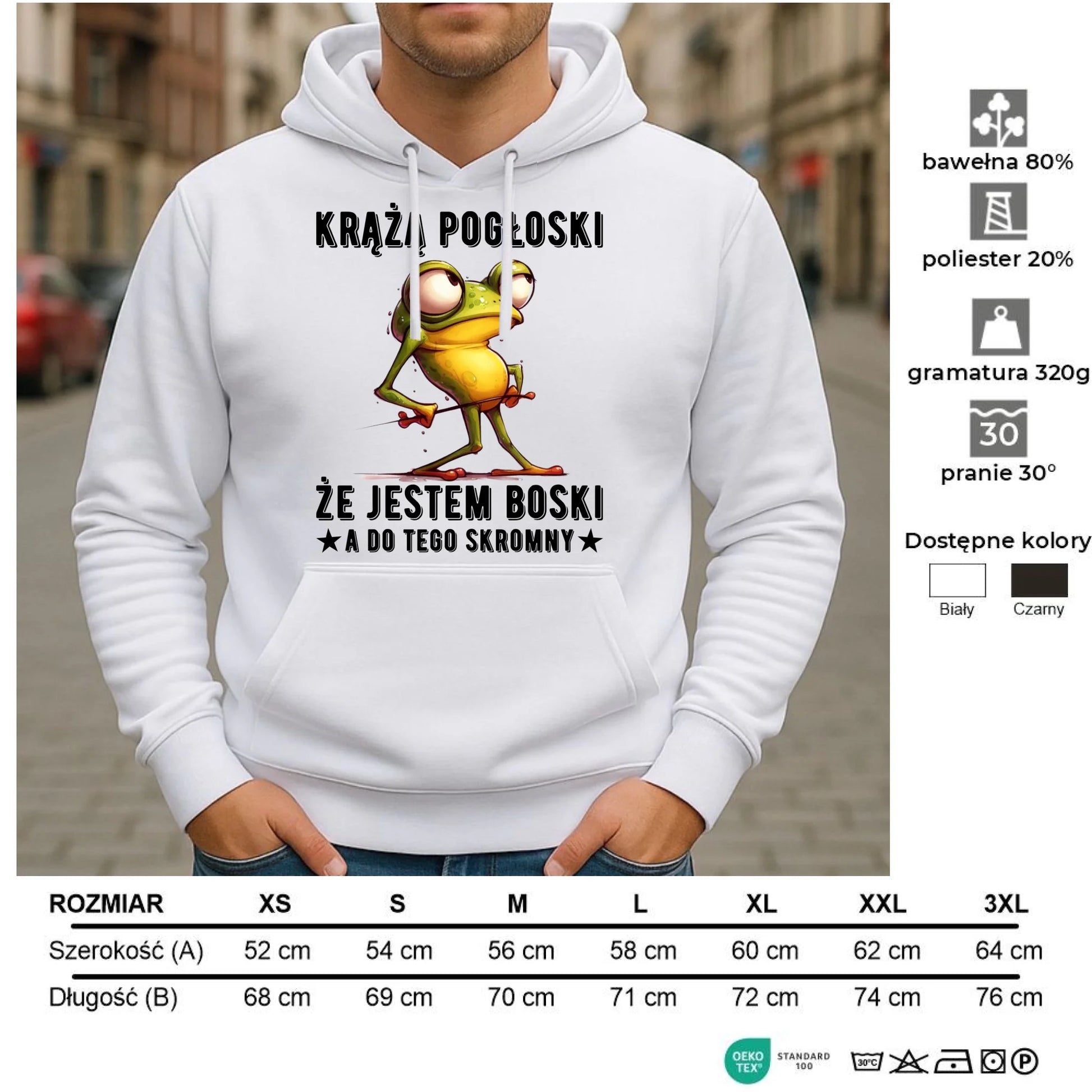 Bluza męska z kapturem - prezent dla chłopaka - Jestem boski DCH15 - StoryCups.pl