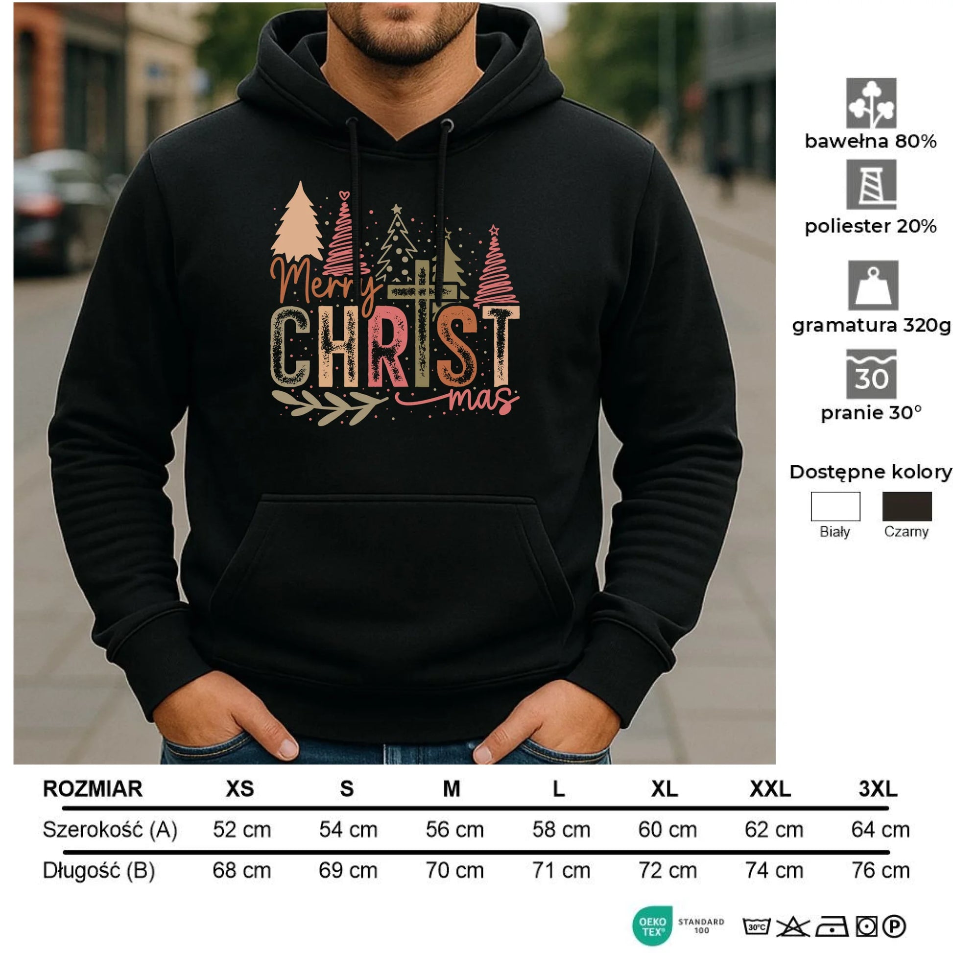 Bluza męska z kapturem świąteczna - Merry Christmas BN01 - StoryCups.pl