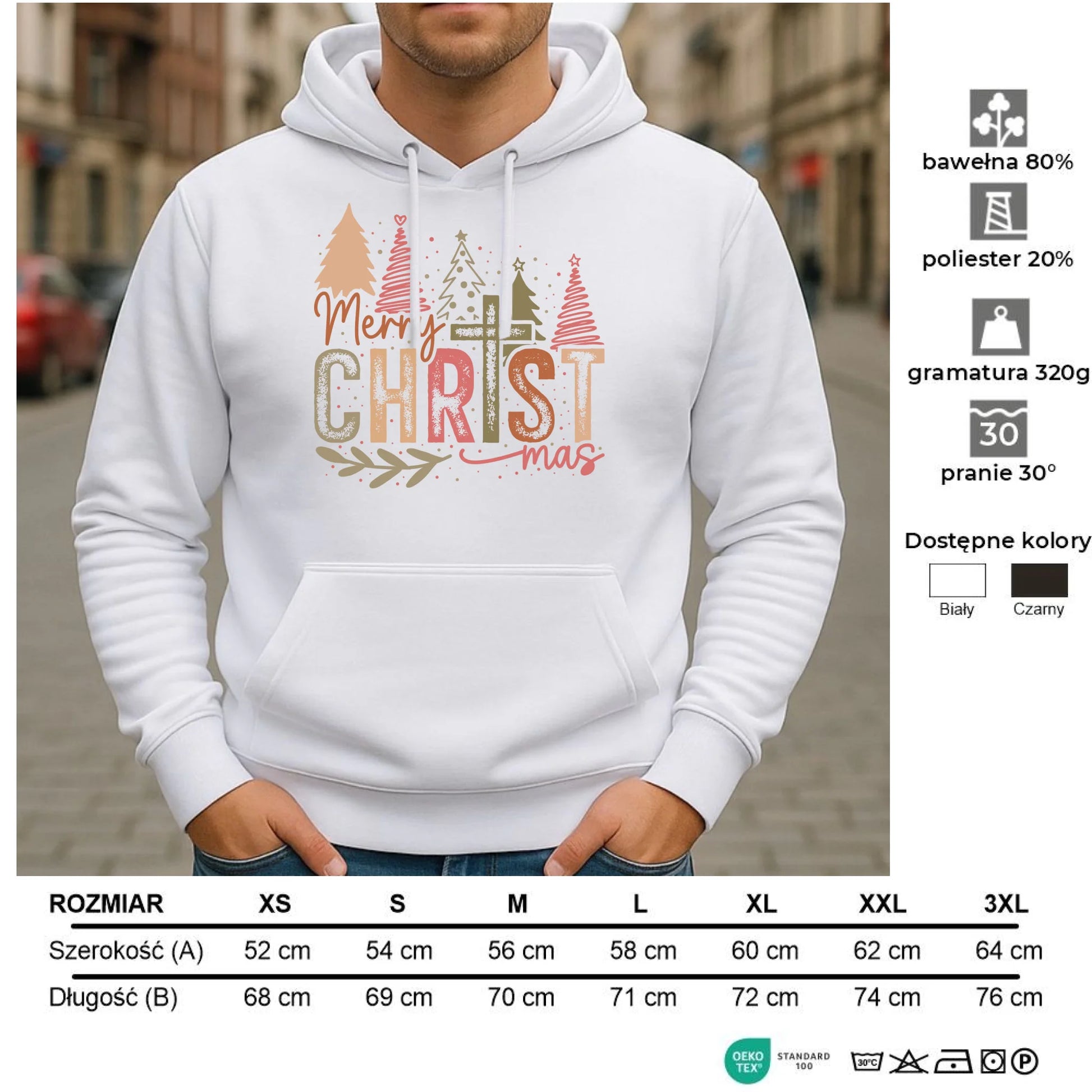 Bluza męska z kapturem świąteczna - Merry Christmas BN01 - StoryCups.pl