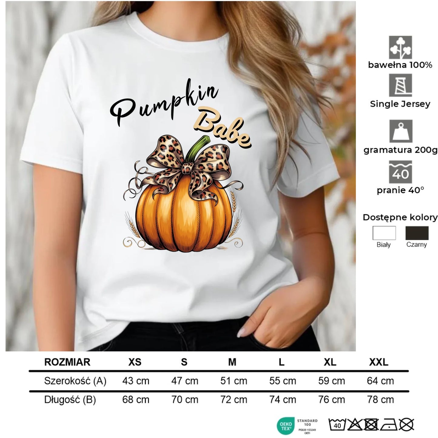 Koszulka damska jesienna - Pumpkin Babe - dla miłośniczki dyni JS33 - StoryCups.pl