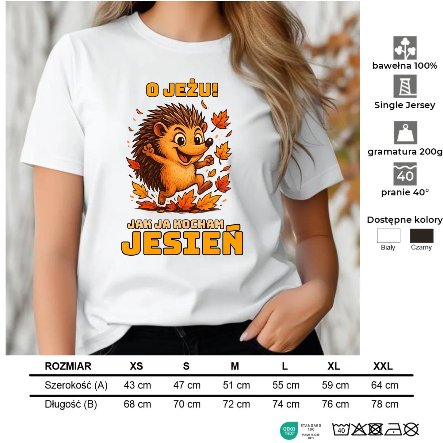 Koszulka damska jesienna - O JEŻU! Jak ja kocham jesień JS31 - StoryCups.pl