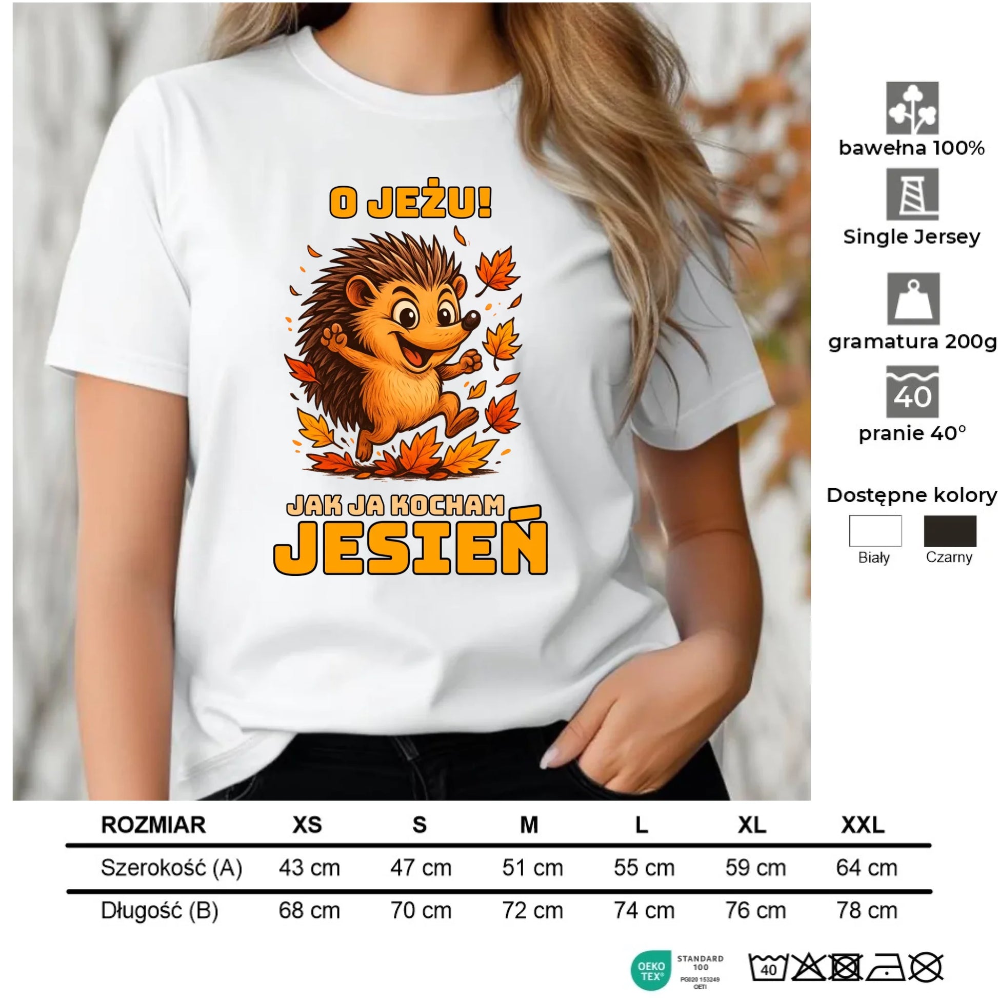Koszulka damska jesienna - O JEŻU! Jak ja kocham jesień JS31 - StoryCups.pl