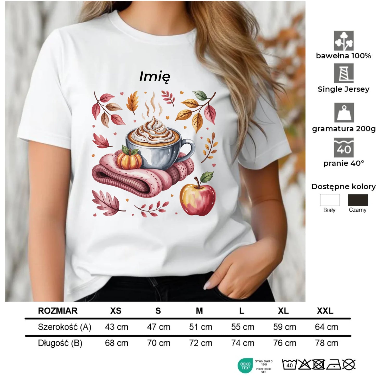 Koszulka damska jesienna - Przytulna jesień - personalizowana JS29 - StoryCups.pl