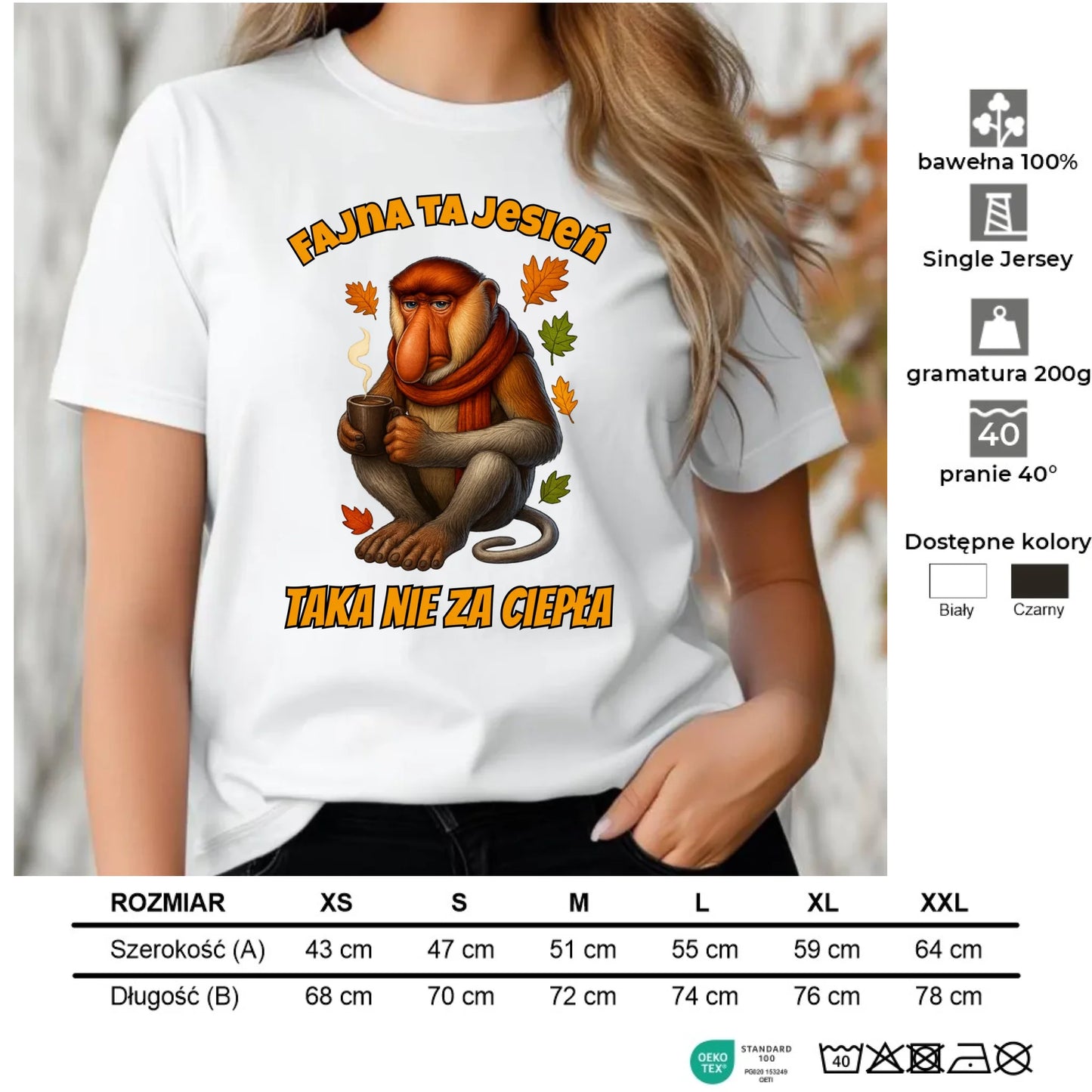 Koszulka damska jesienna - Janusz Nosacz - Fajna ta jesień, taka nie za ciepła JS21 - StoryCups.pl