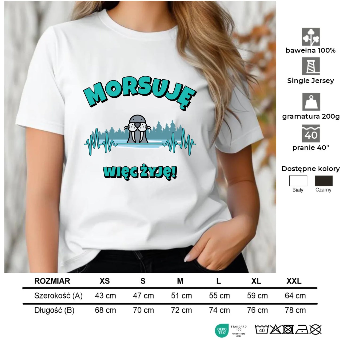 Koszulka damska - prezent dla morsa - Morsuję więc żyję - Mors HM02 - StoryCups.pl