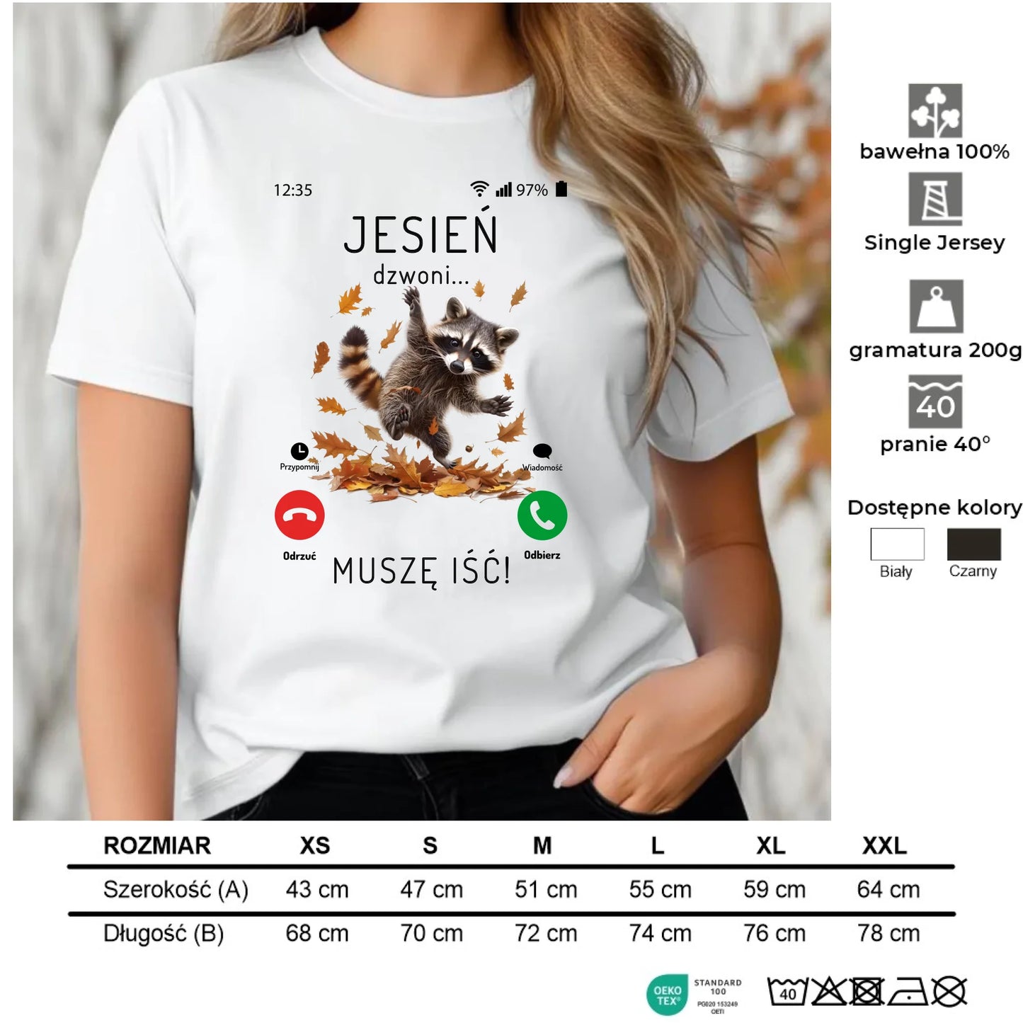 Koszulka damska jesienna - Jesień dzwoni muszę iść JS18 - StoryCups.pl