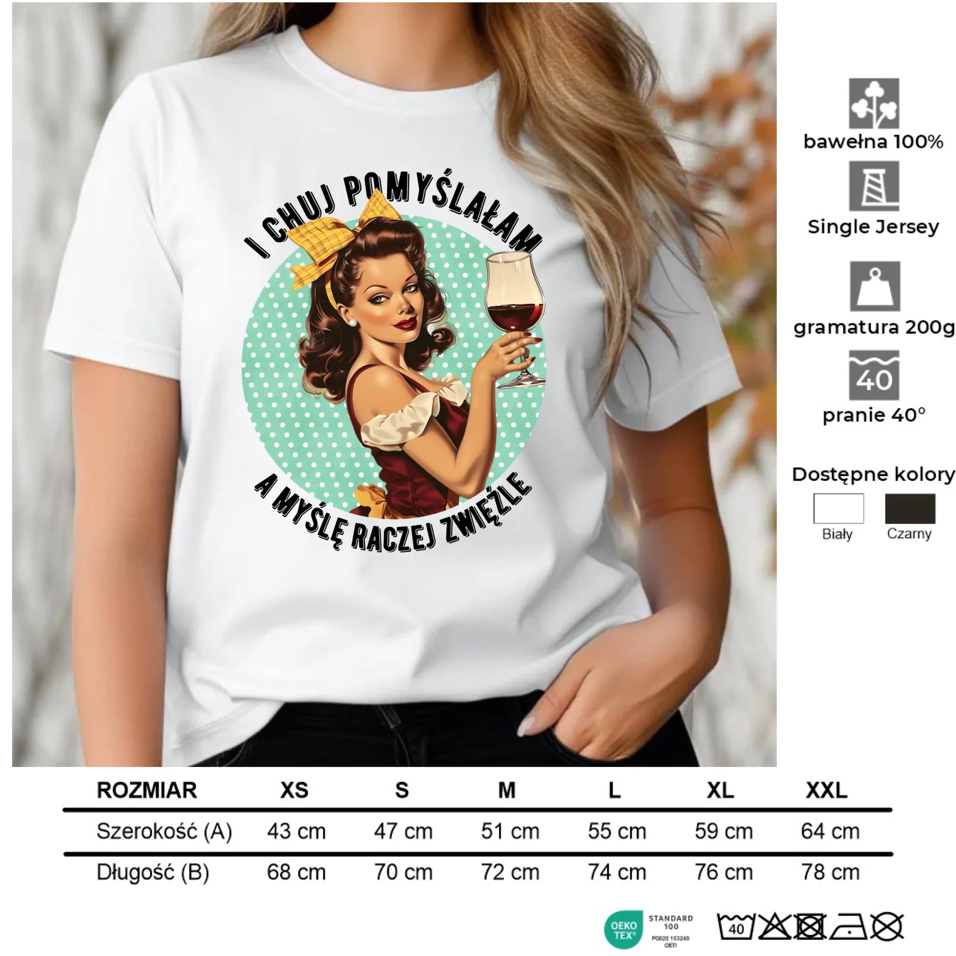 Koszulka damska retro - I ch*j pomyślałam, a myślę raczej zwięźle – bez cenzury DZ13 - StoryCups.pl