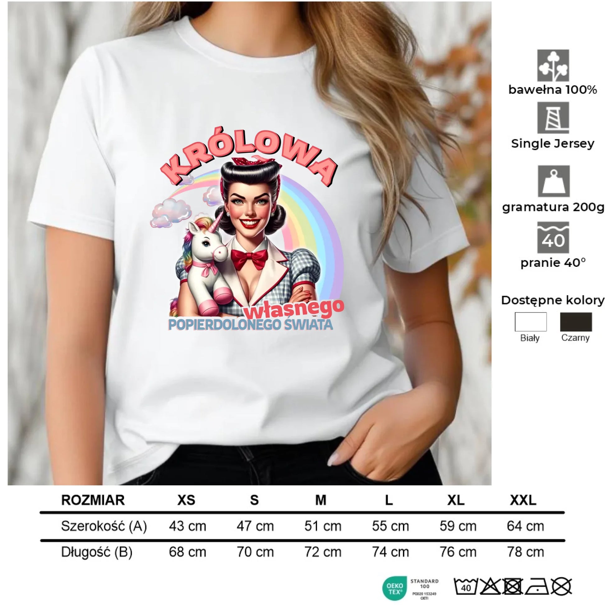 Śmieszna koszulka damska retro – Królowa własnego popierd*onego świata - bez cenzury DZ08 - StoryCups.pl