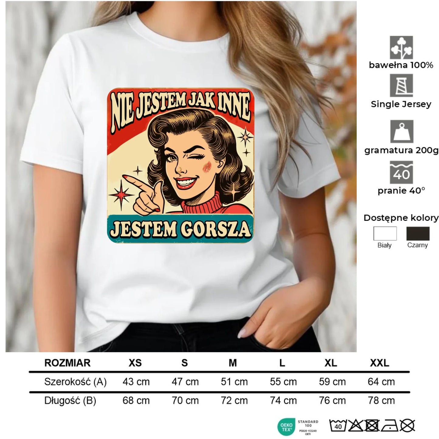 Koszulka damska - Nie jestem jak inne, jestem gorsza - w stylu retro DZ07 - StoryCups.pl