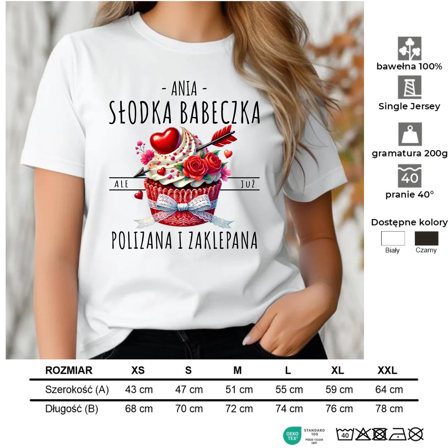 Koszulka damska - Słodka babeczka polizana i zaklepana - personalizowana W37 - StoryCups.pl