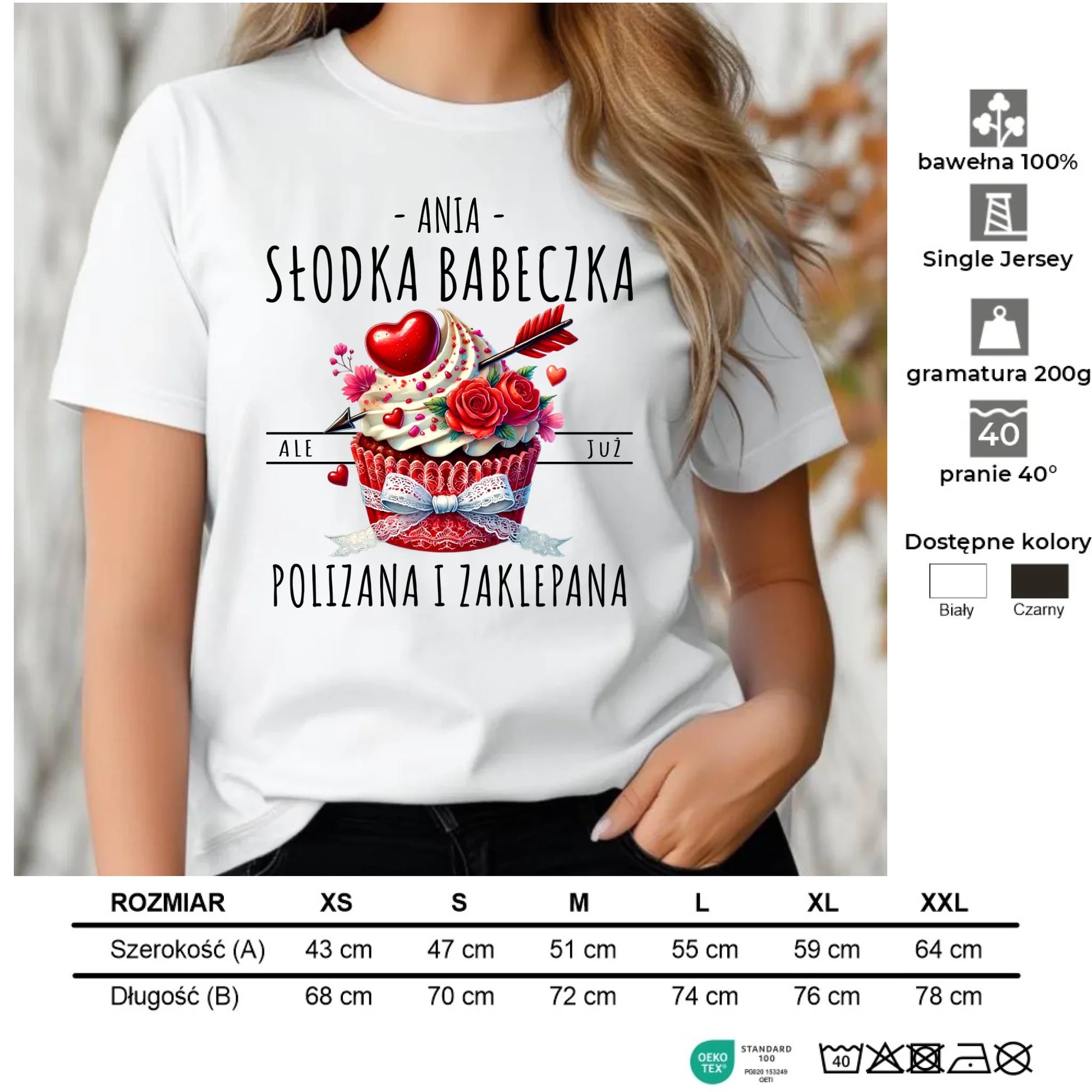 Koszulka damska - Słodka babeczka polizana i zaklepana - personalizowana W37 - StoryCups.pl