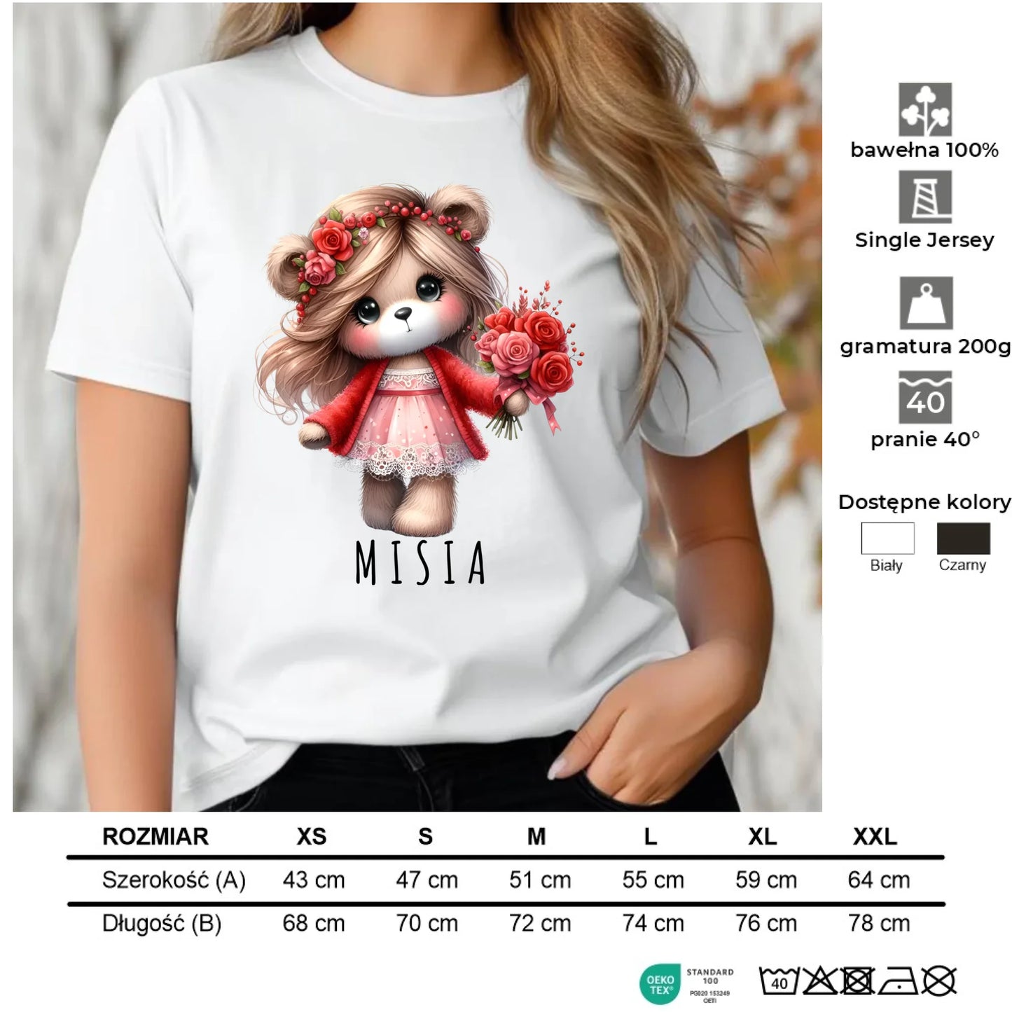 Koszulka damska - prezent dla dziewczyny - Urocza Misia W35 - StoryCups.pl