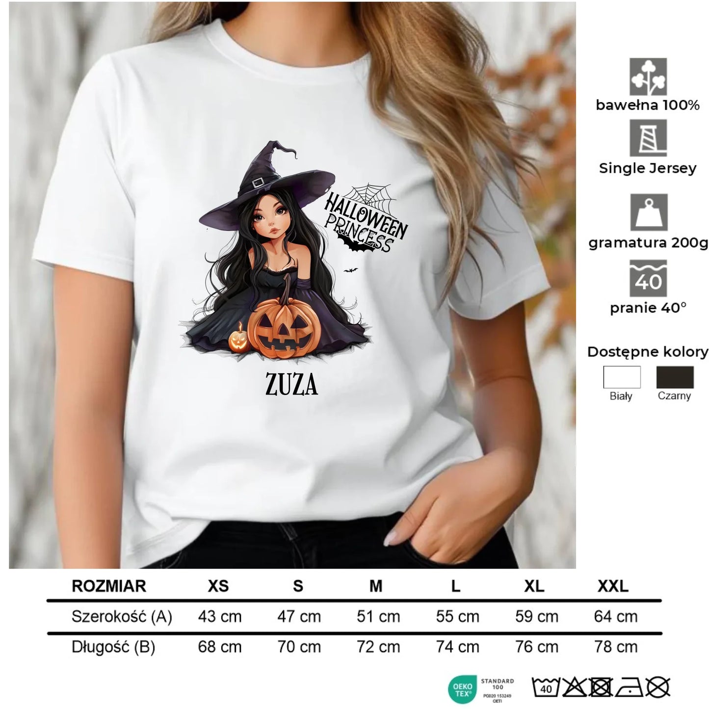 Koszulka damska halloweenowa - Czarownica z dynią - personalizowana HL10
