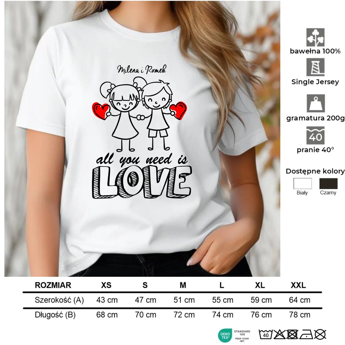 Koszulka damska dla par - prezent dla dziewczyny - Love - personalizowana W13 - StoryCups.pl