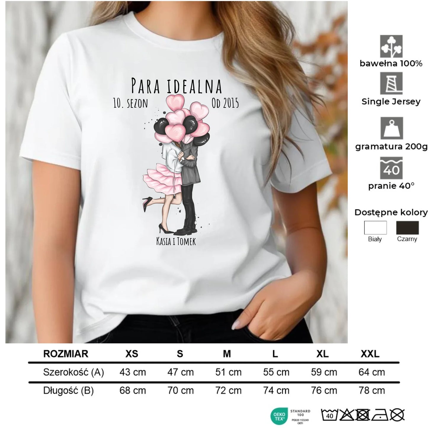 Koszulka damska dla par - prezent na rocznicę - Para idealna - personalizowana W11 - StoryCups.pl