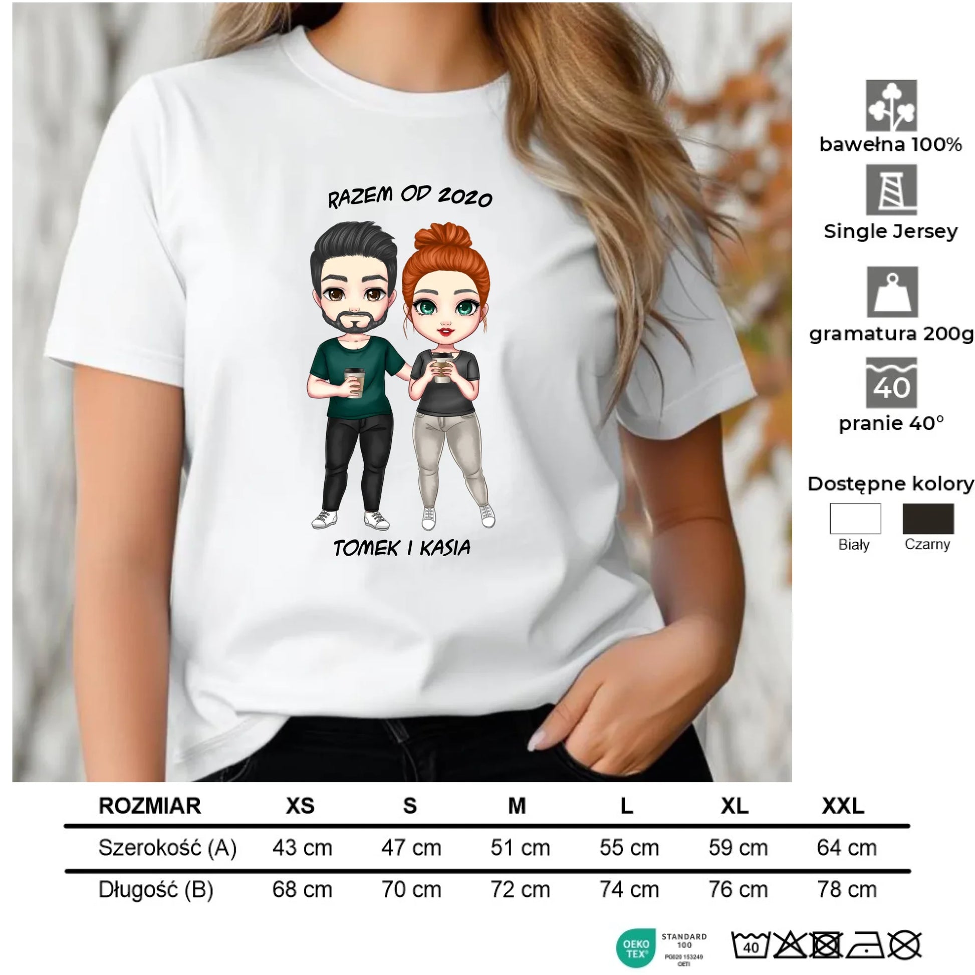 Koszulka damska dla par - prezent dla dziewczyny narzeczonej żony - personalizowana W01 - StoryCups.pl