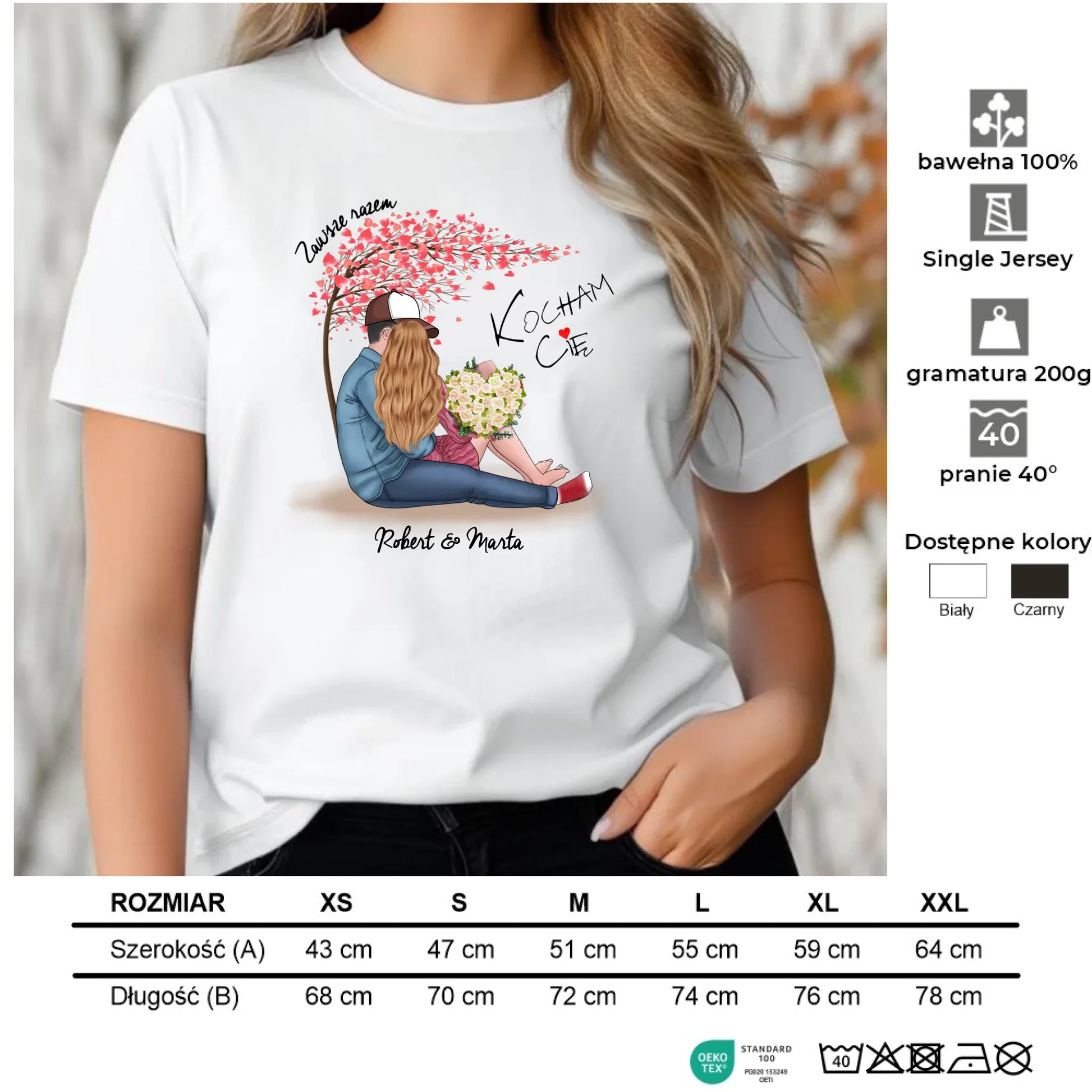 Koszulka damska dla par - prezent dla dziewczyny narzeczonej żony - Zawsze razem - personalizowana W04 - StoryCups.pl