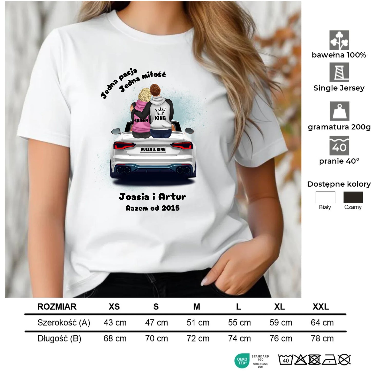 Koszulka damska dla par - personalizowany prezent dla dziewczyny - Jedna miłość W06 - StoryCups.pl