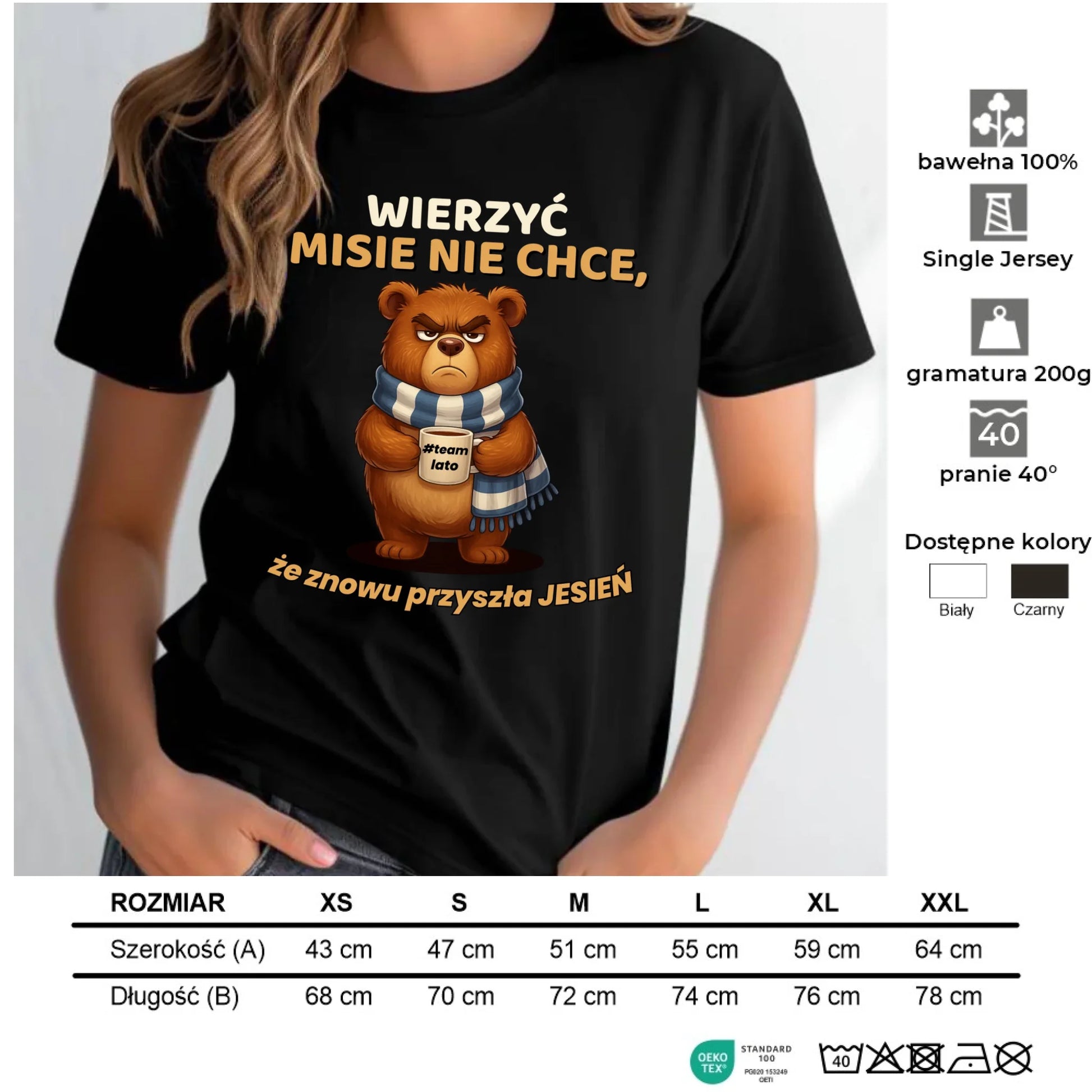 Koszulka damska jesienna - Wierzyć MISIE nie chce, że znowu przyszła jesień - Team lato JS35 - StoryCups.pl