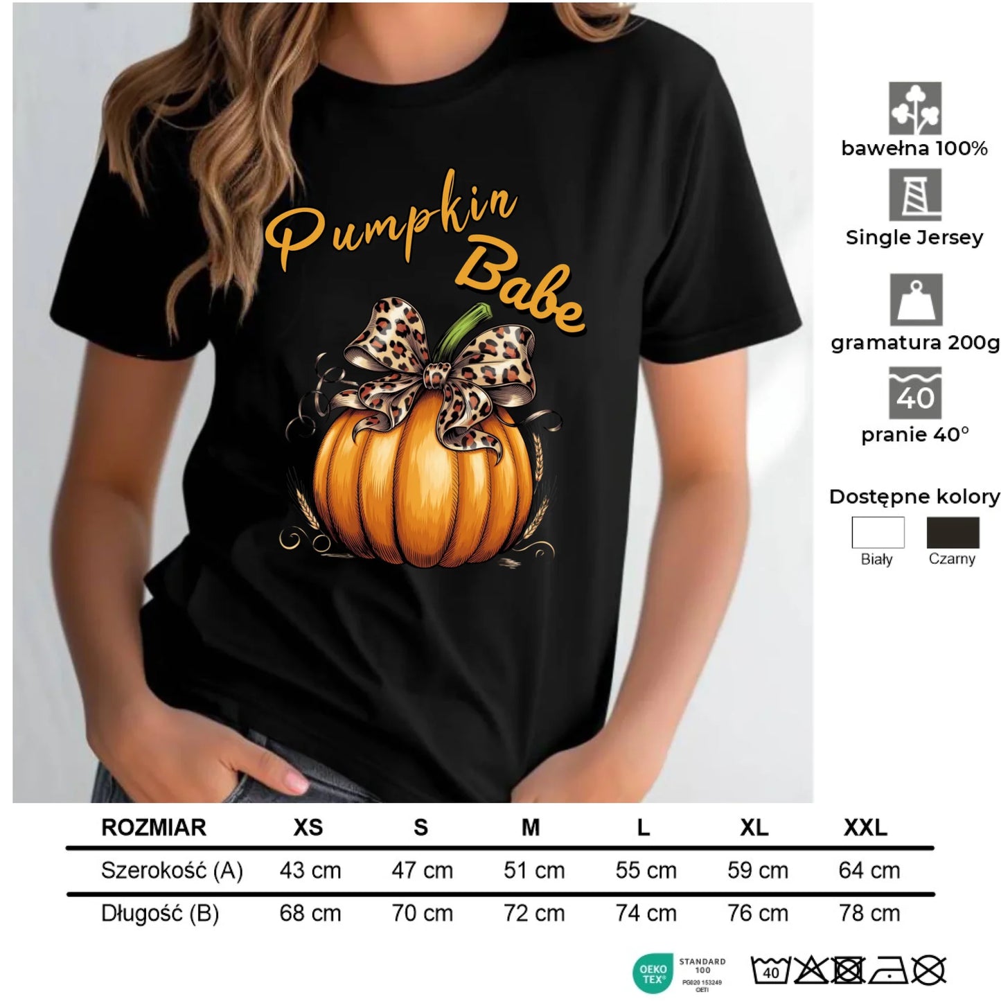 Koszulka damska jesienna - Pumpkin Babe - dla miłośniczki dyni JS33 - StoryCups.pl