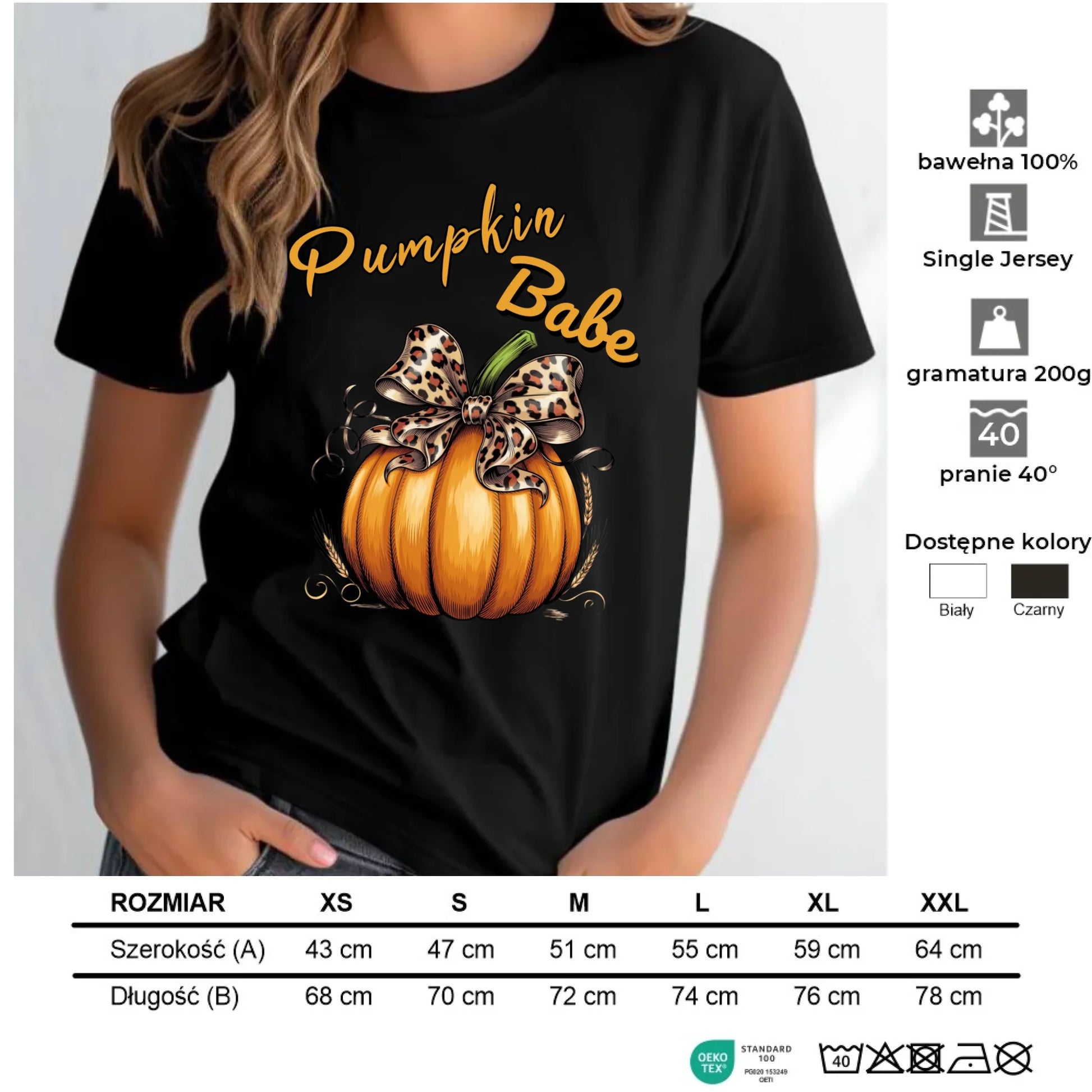 Koszulka damska jesienna - Pumpkin Babe - dla miłośniczki dyni JS33 - StoryCups.pl