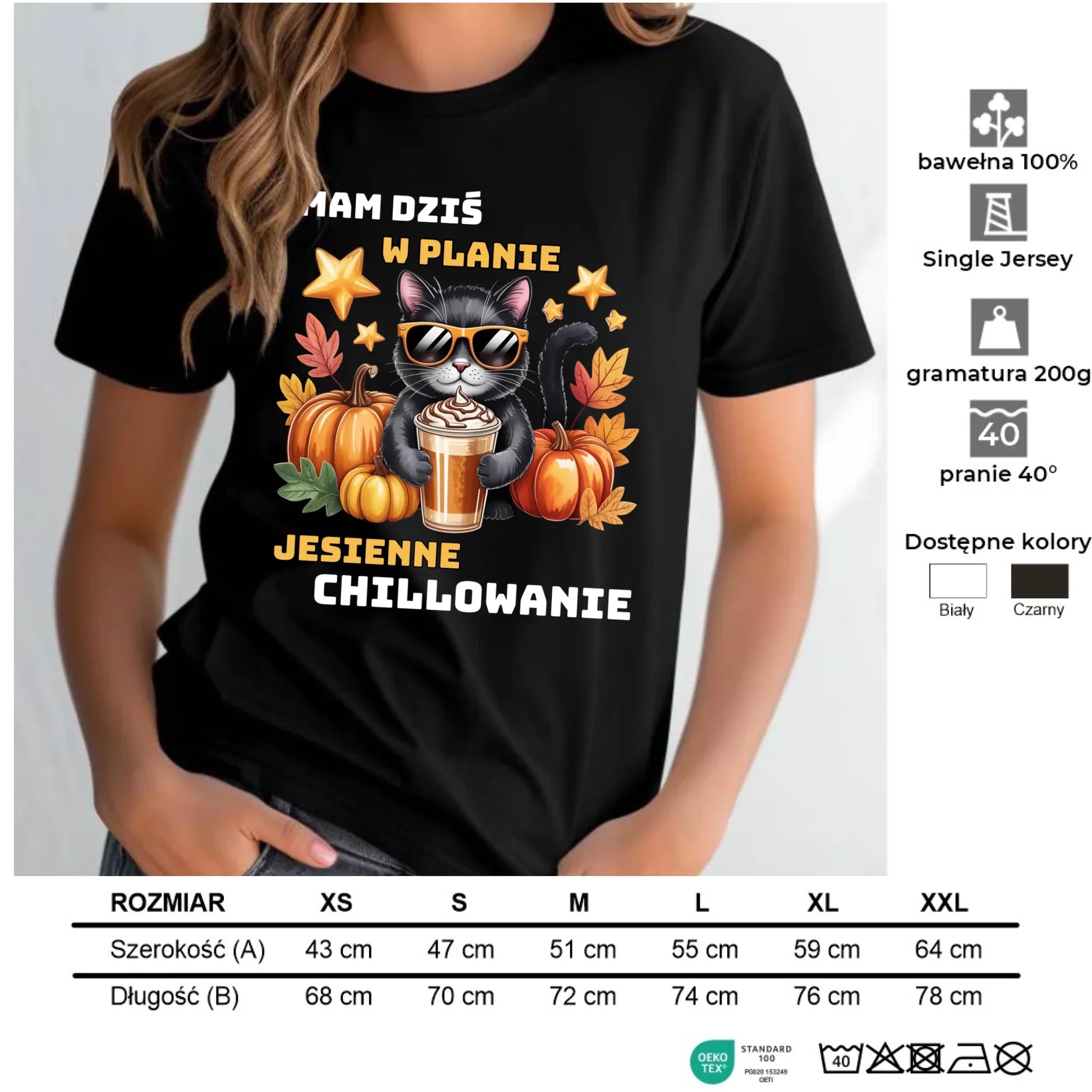 Koszulka damska jesienna - Mam dziś w planie jesienne chillowanie JS34 - StoryCups.pl