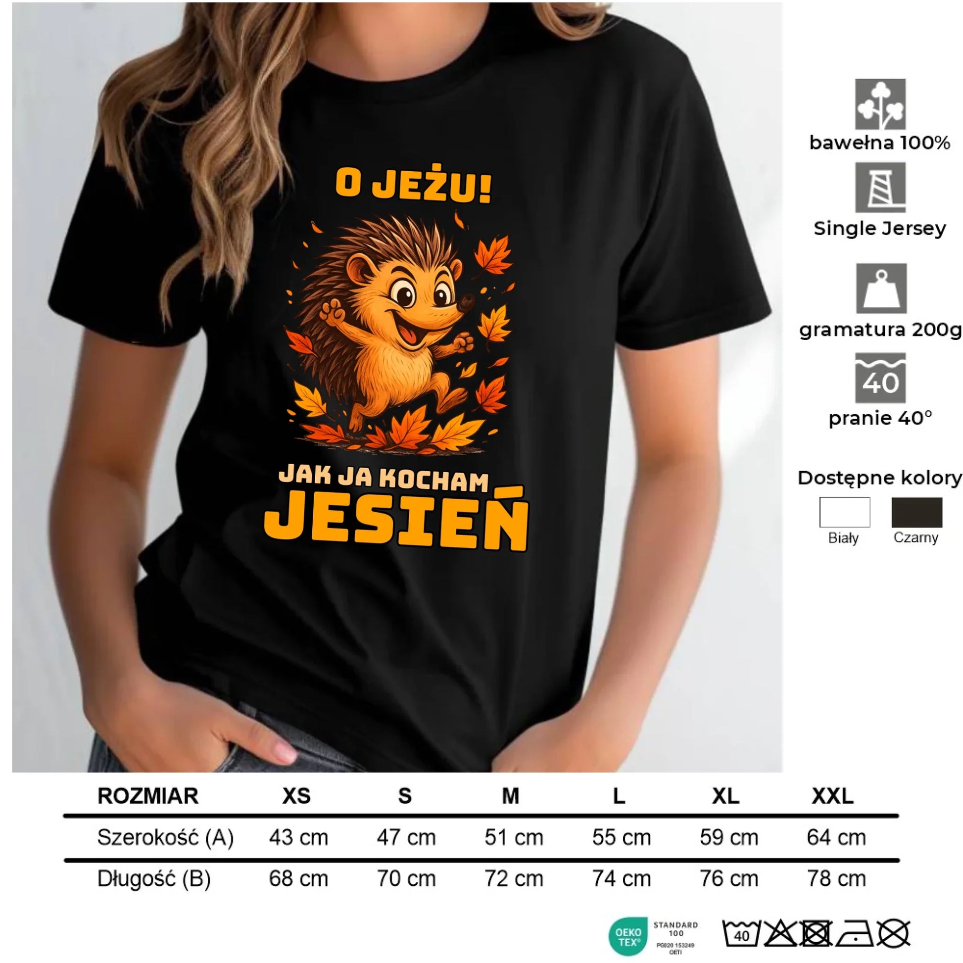 Koszulka damska jesienna - O JEŻU! Jak ja kocham jesień JS31 - StoryCups.pl