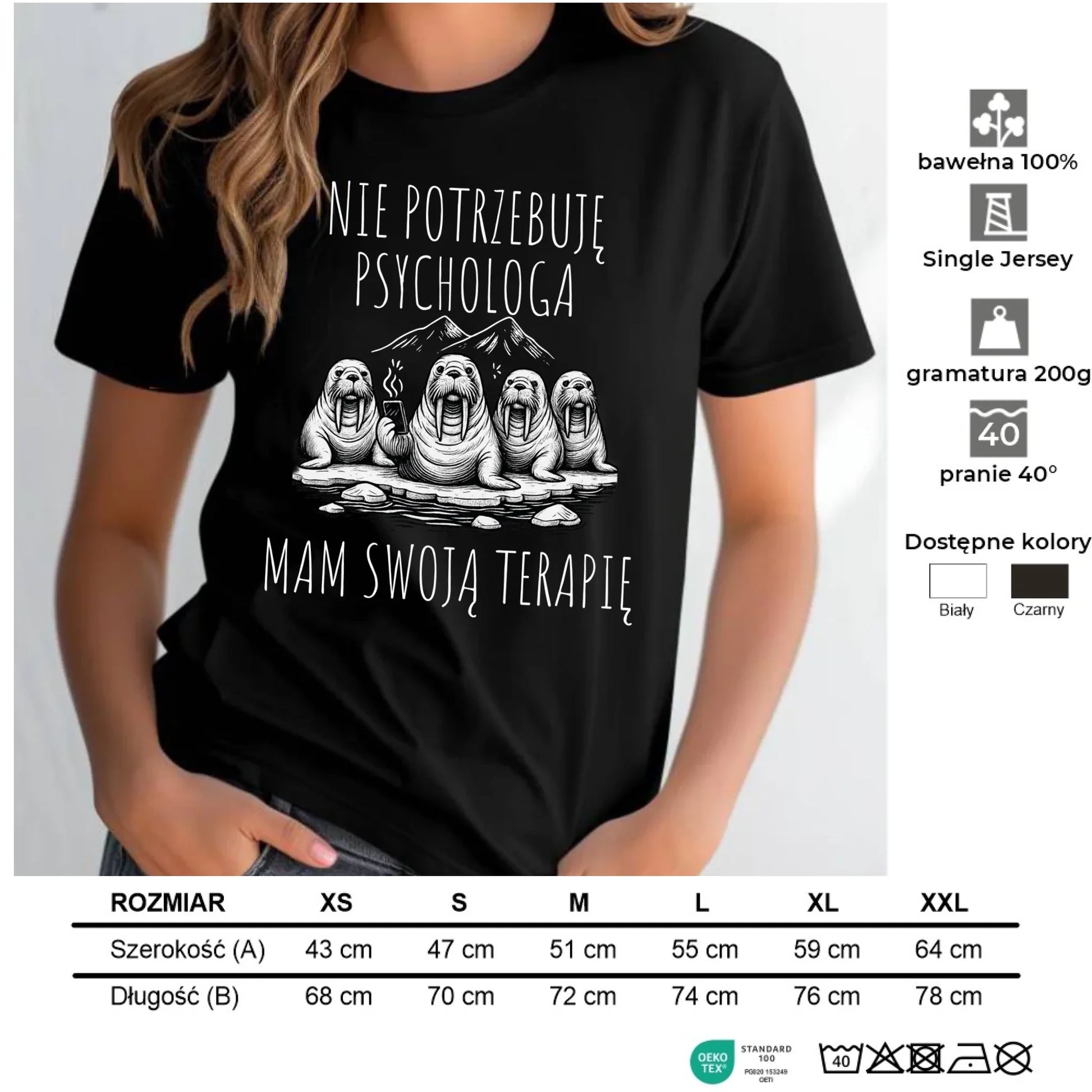 Koszulka damska - prezent dla morsa - Nie potrzebuję psychologa HM14 - StoryCups.pl