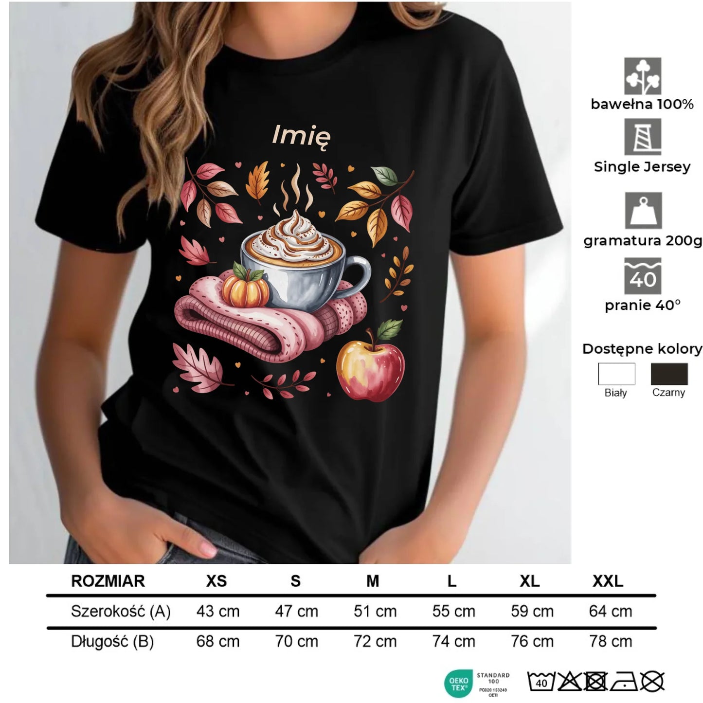 Koszulka damska jesienna - Przytulna jesień - personalizowana JS29 - StoryCups.pl